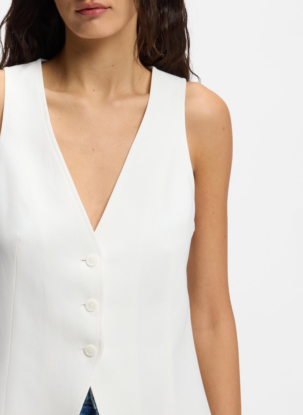 Veste col v BOSS Beige