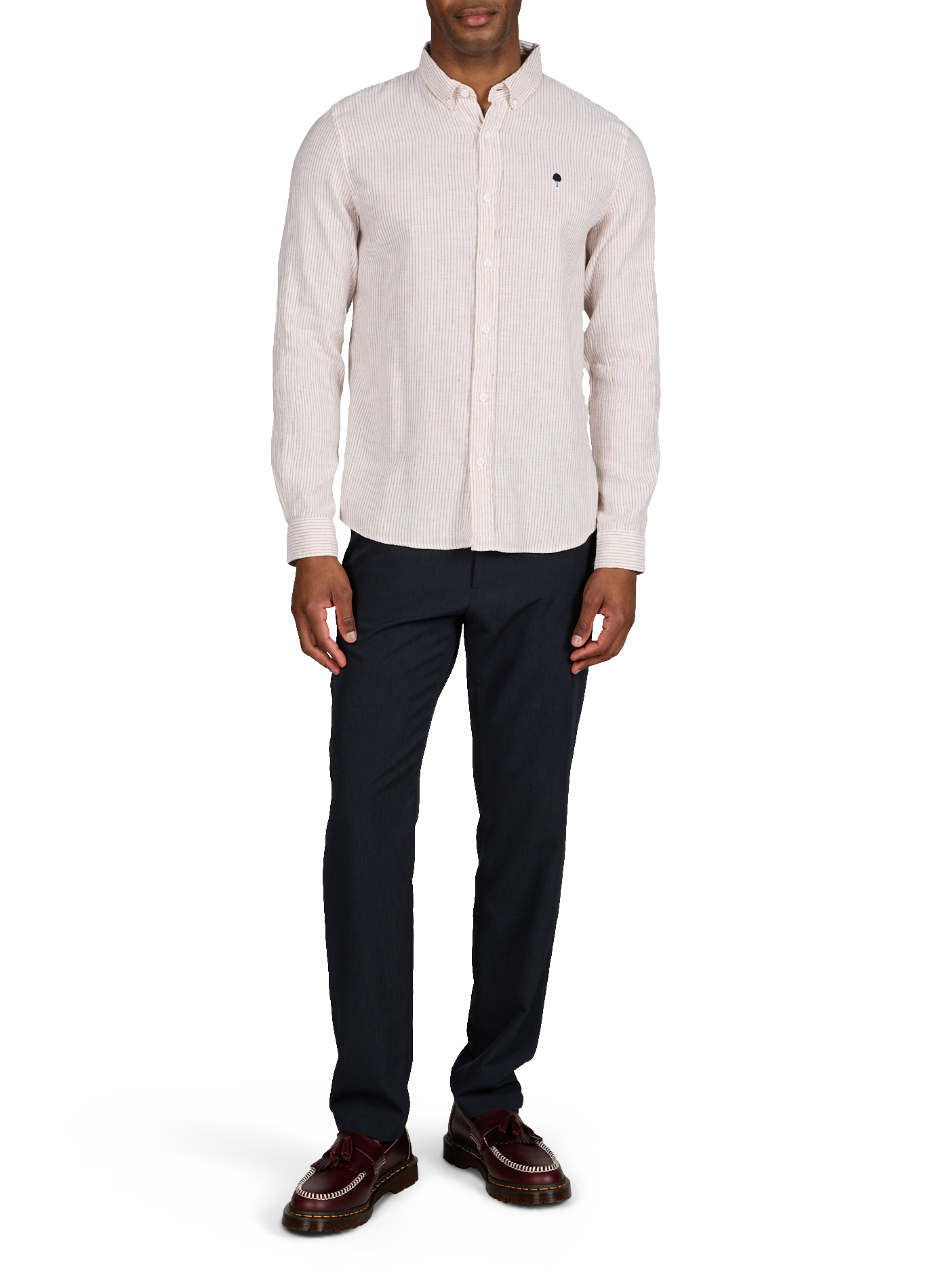 Striped Ivoy shirt in a blend of cotton and linen FAGUO Beige