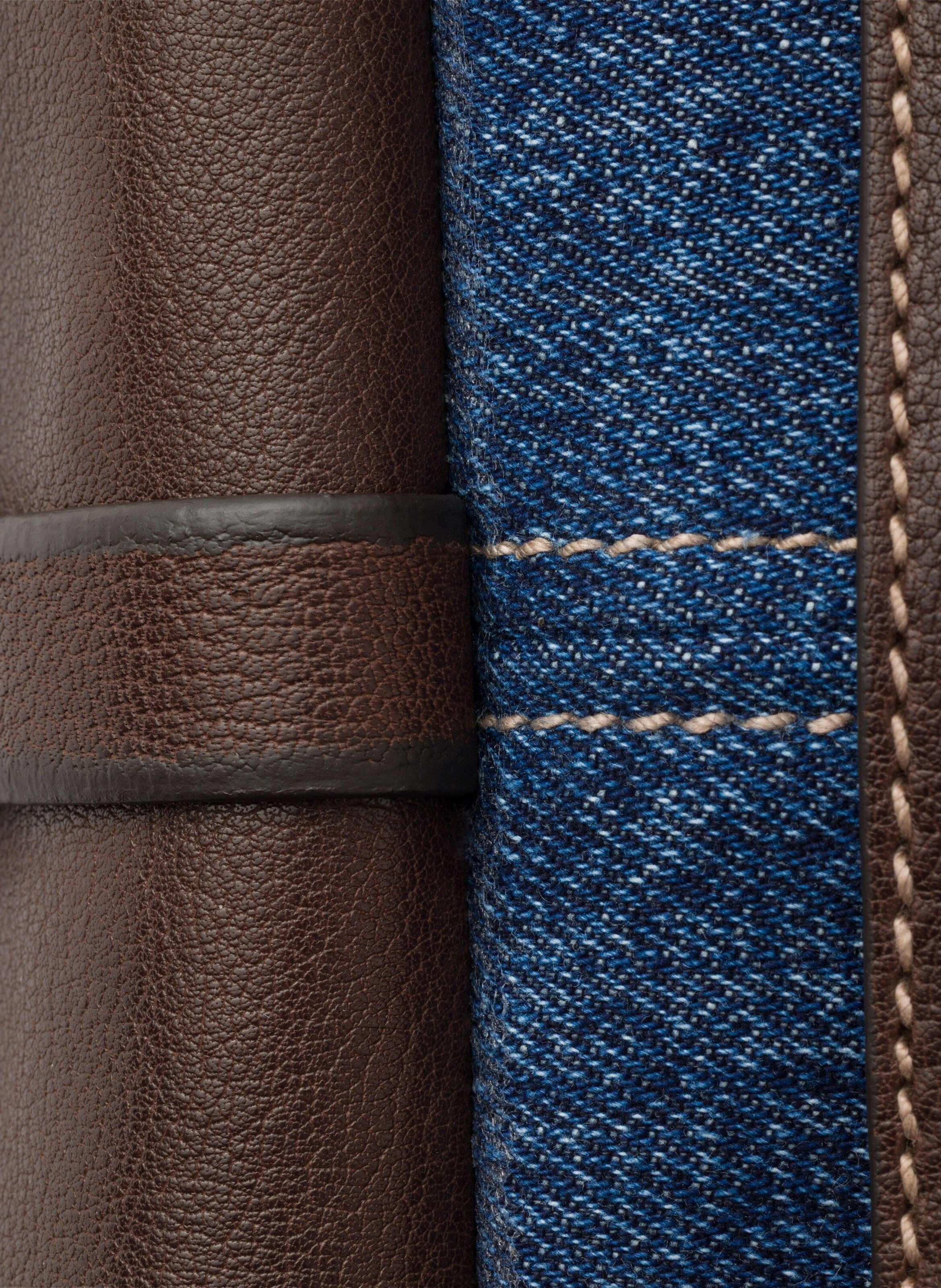Grand sac à main prada bonnie en denim et cuir PRADA Bleu