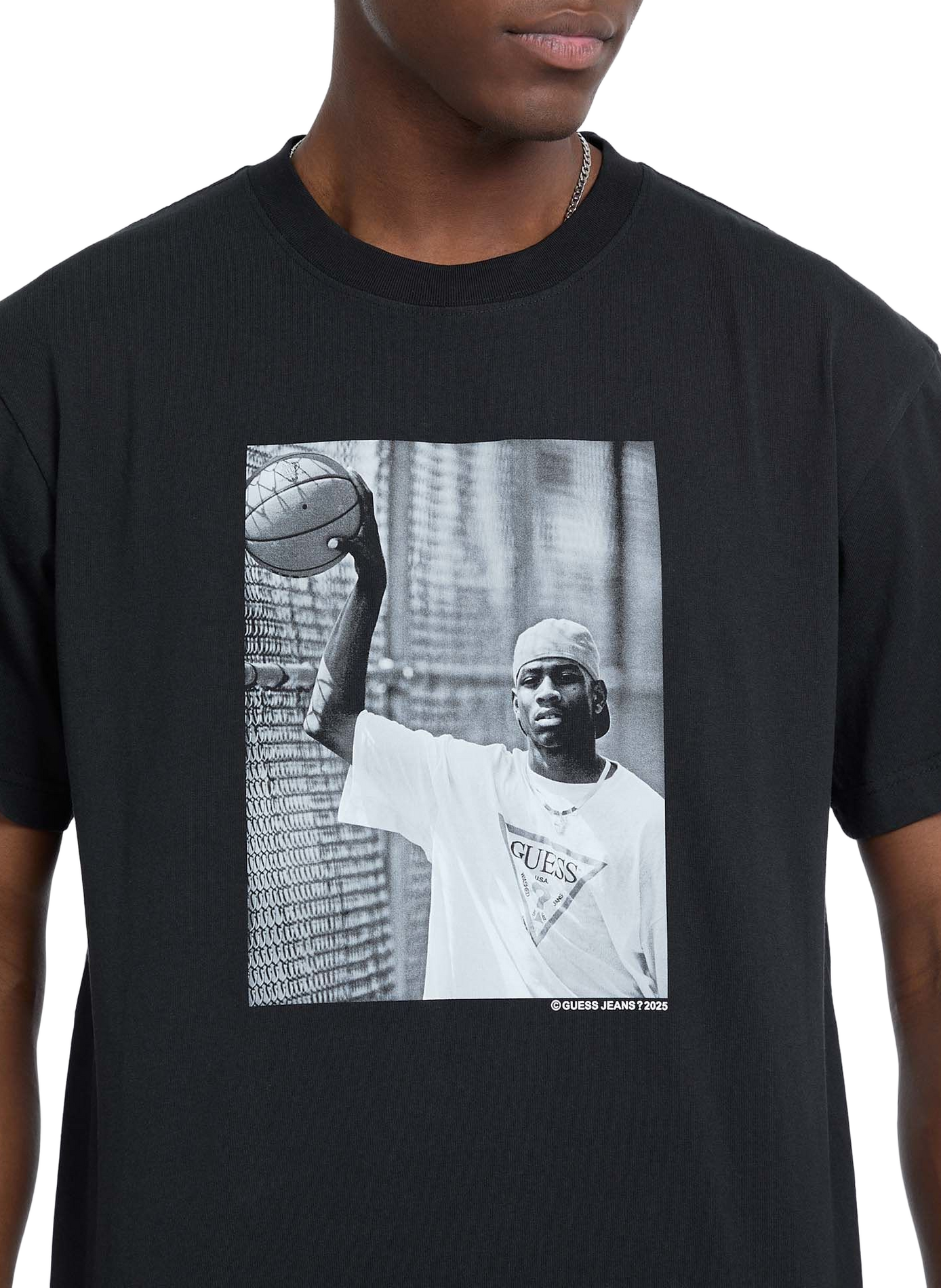 T-shirt imprimé Allen Iverson en coton GUESS Noir
