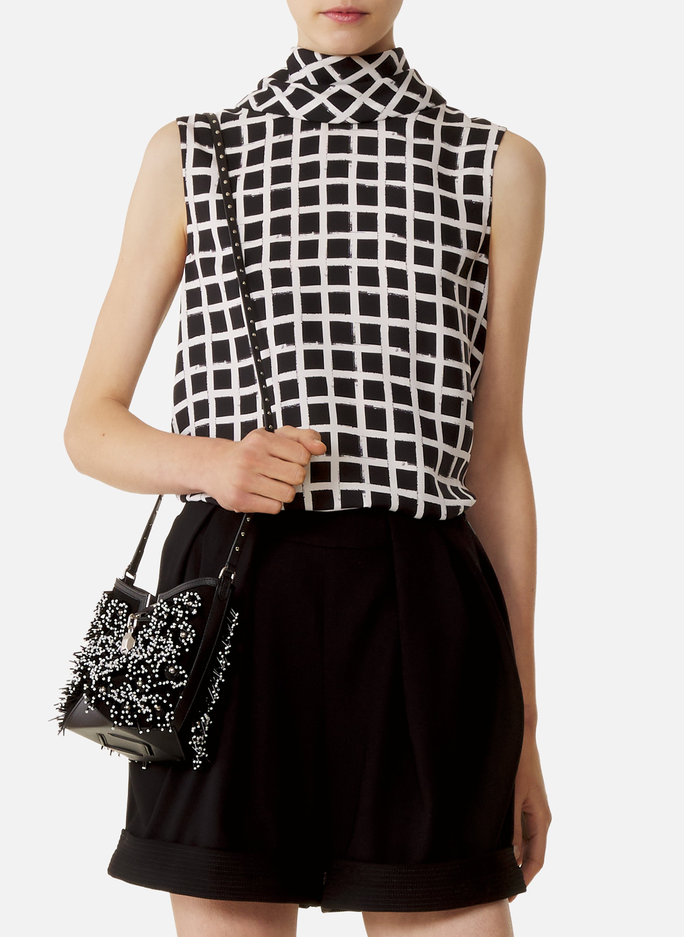 Haut sans manches en soie imprimée LANVIN Blanc