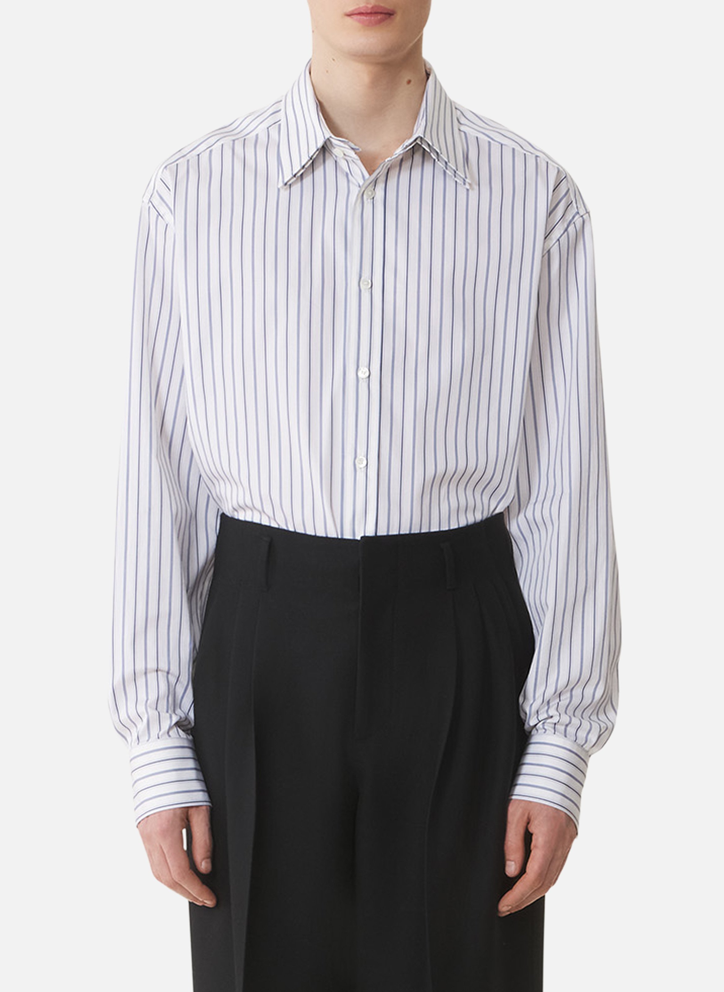 Chemise ample en popeline de coton à rayures LANVIN Blanc