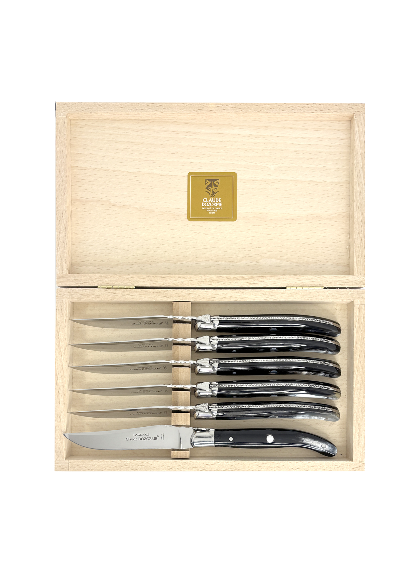 Set of 6 Laguiole knives DOZORME Black