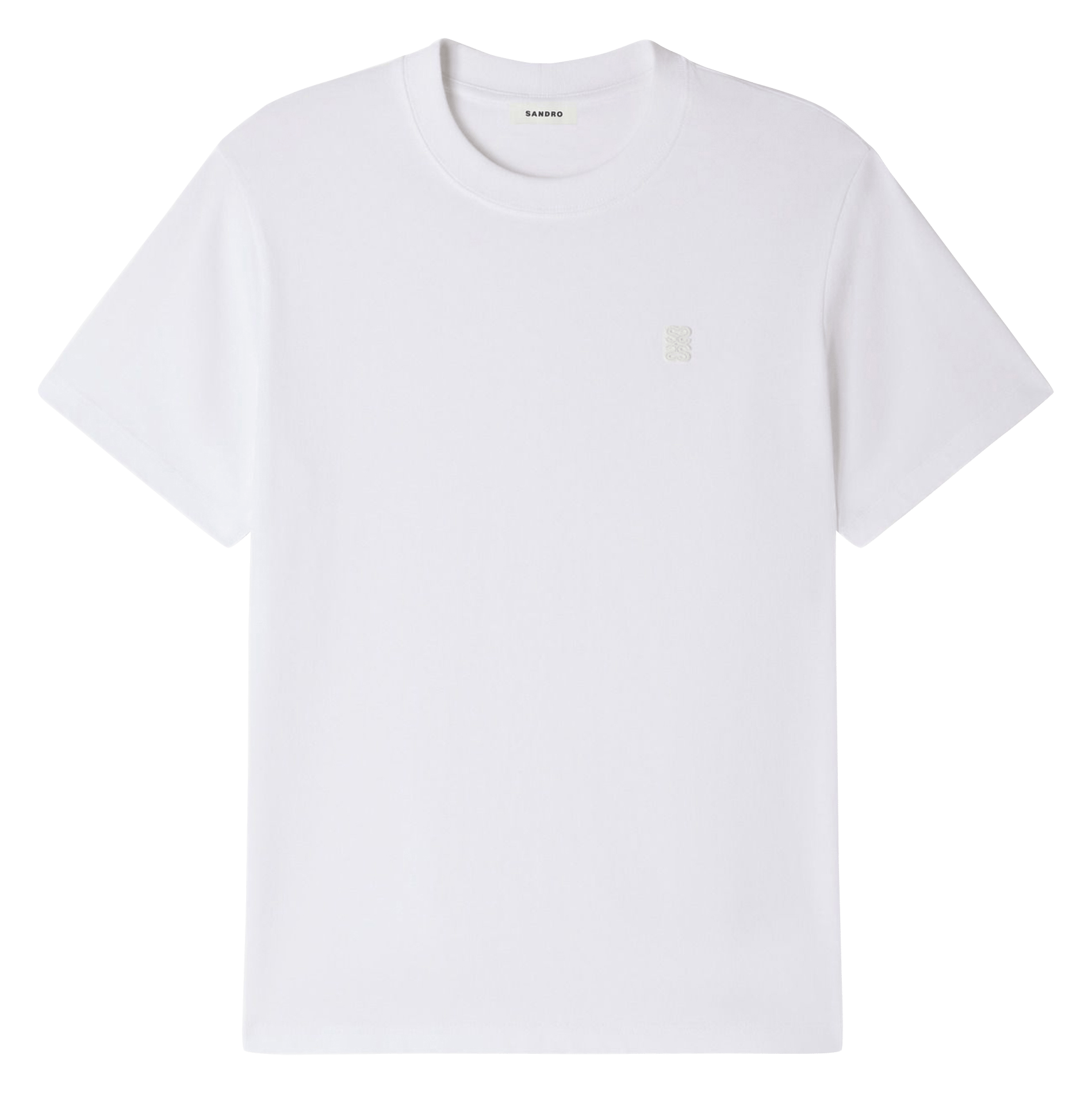 Tee-shirt droit col rond en coton  Blanc