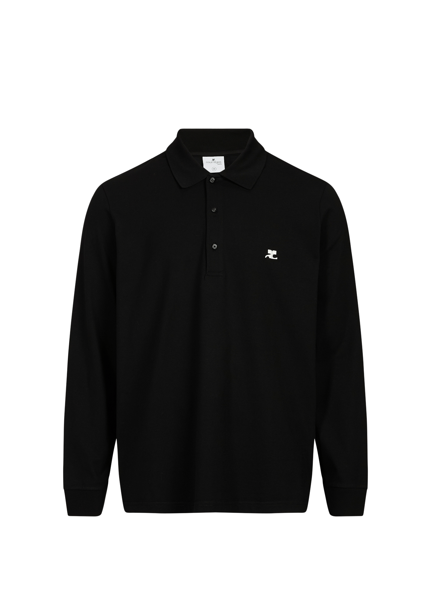 Langarm-Poloshirt mit Baumwolllogo COURRÈGES Schwarz