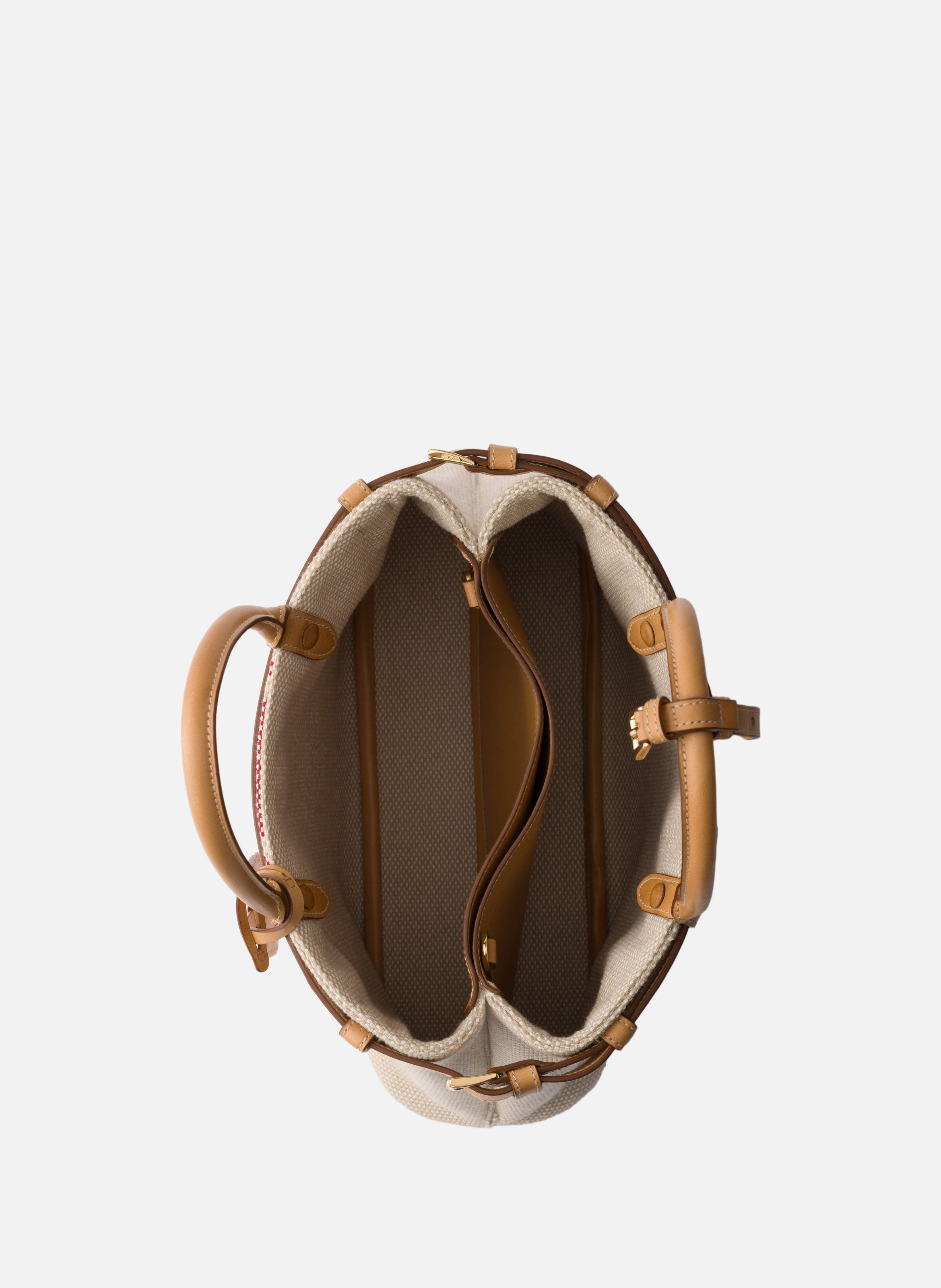 Petit sac prada buckle en toile et cuir PRADA Beige