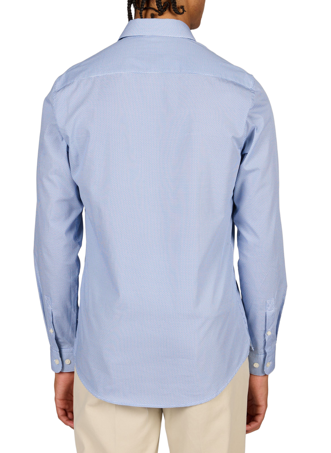 Chemise slim-fit col classique en coton imprimé AU PRINTEMPS PARIS Bleu