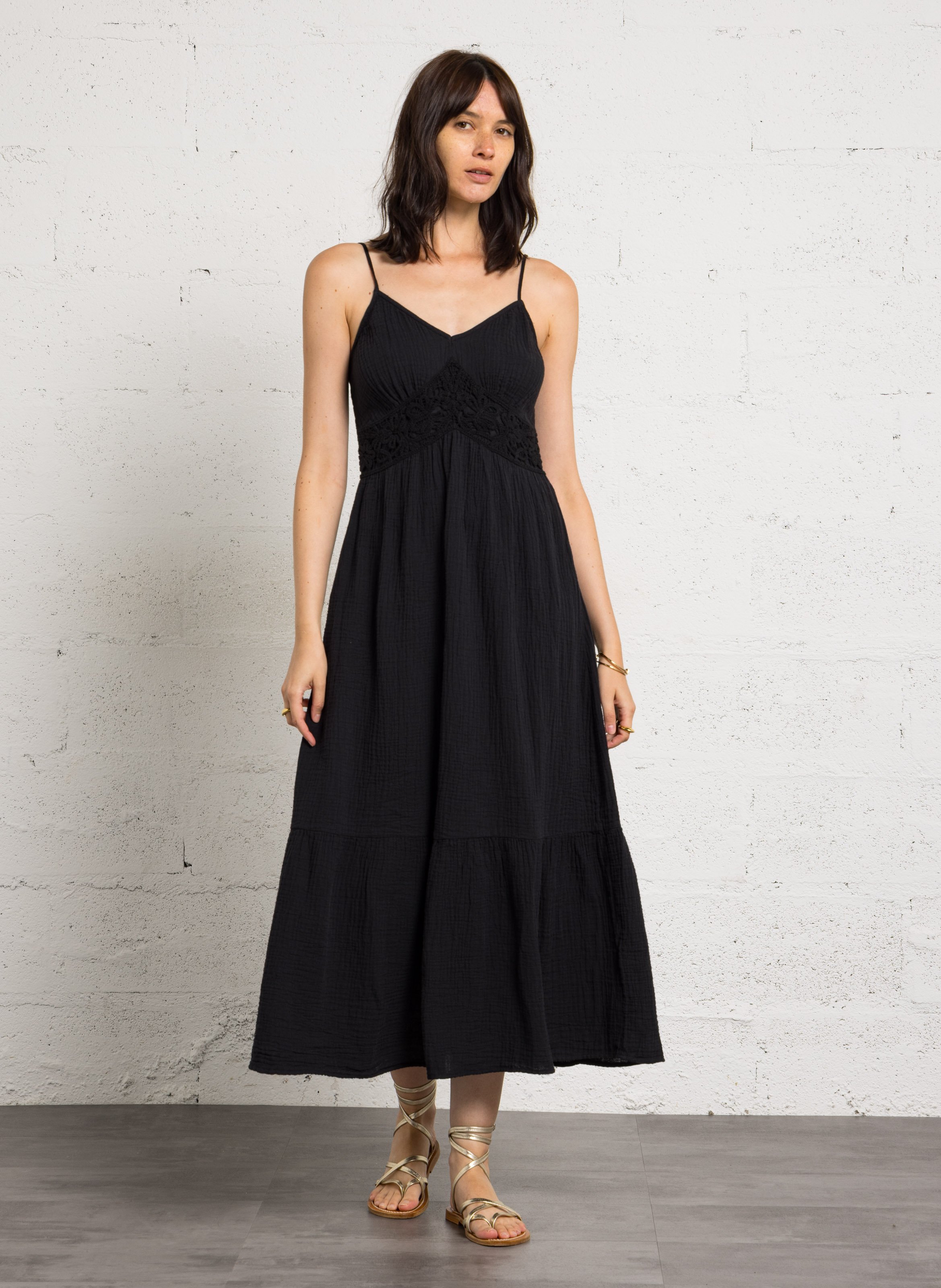Robe longue en coton perrine MAISON 123 Noir