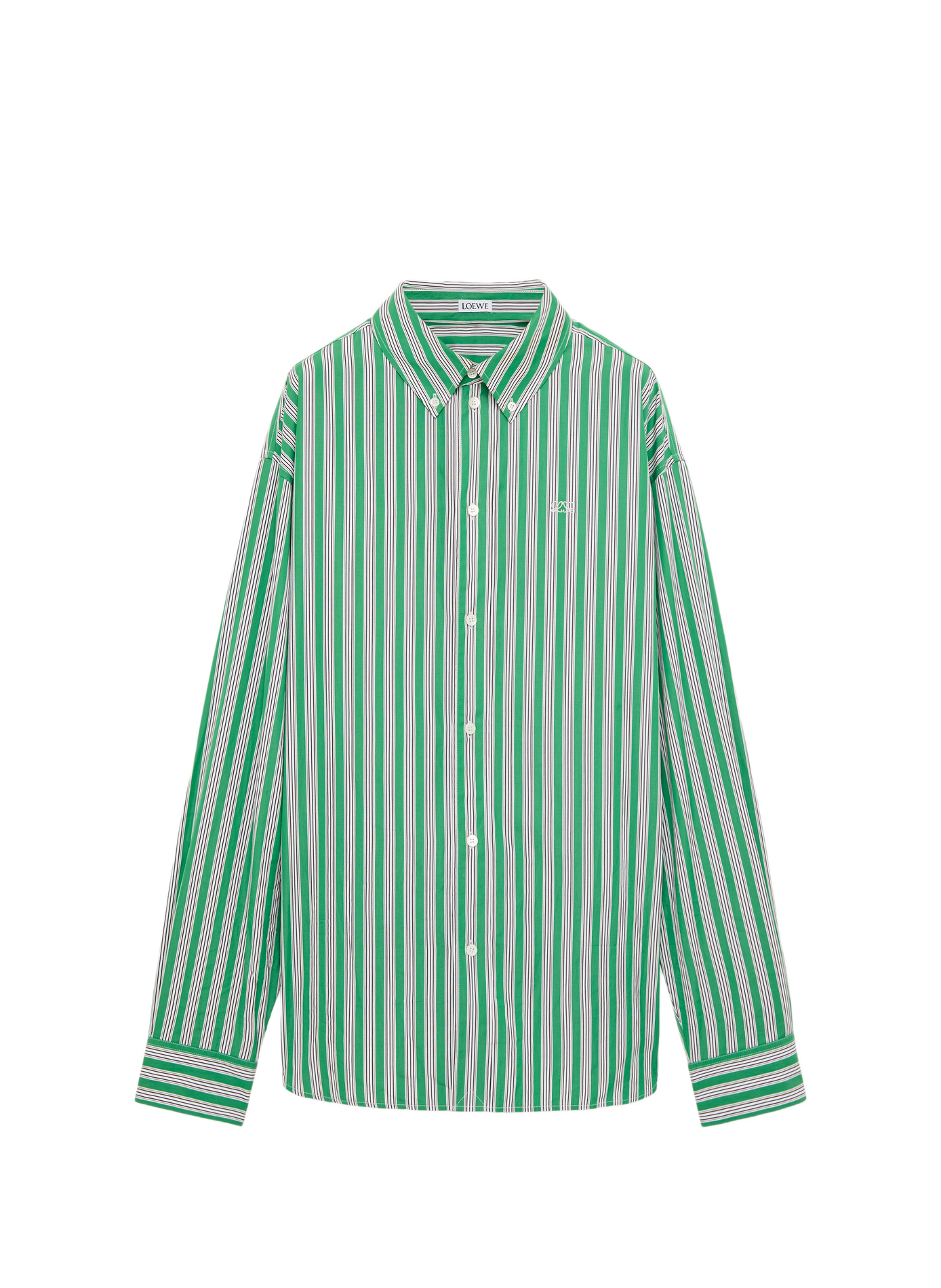 Striped shirt in cotton poplin. LOEWE Green