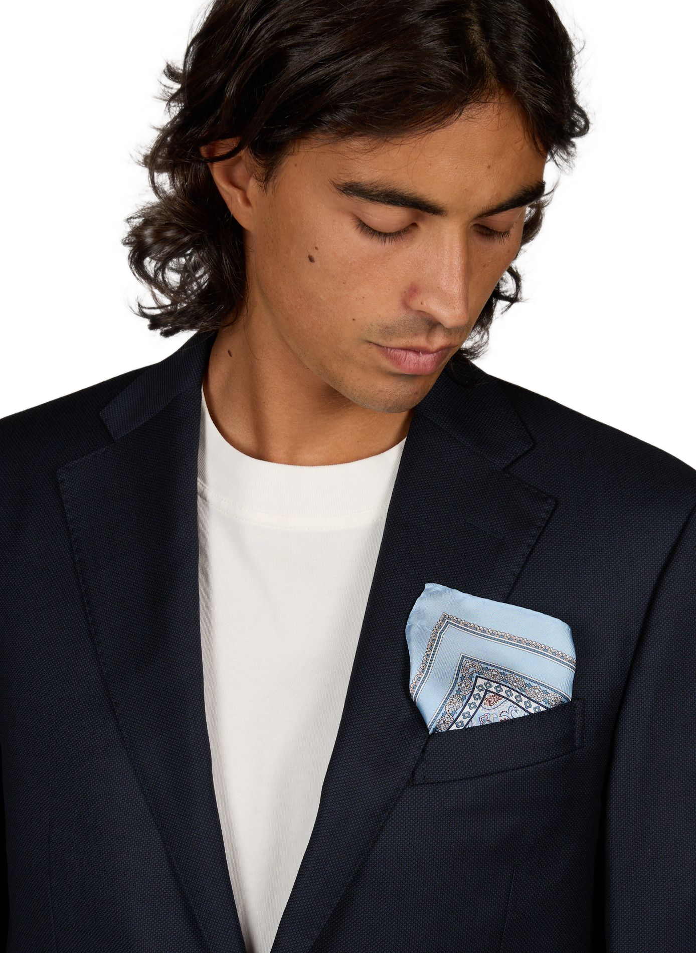 Patterned silk square scarf ETON Blue