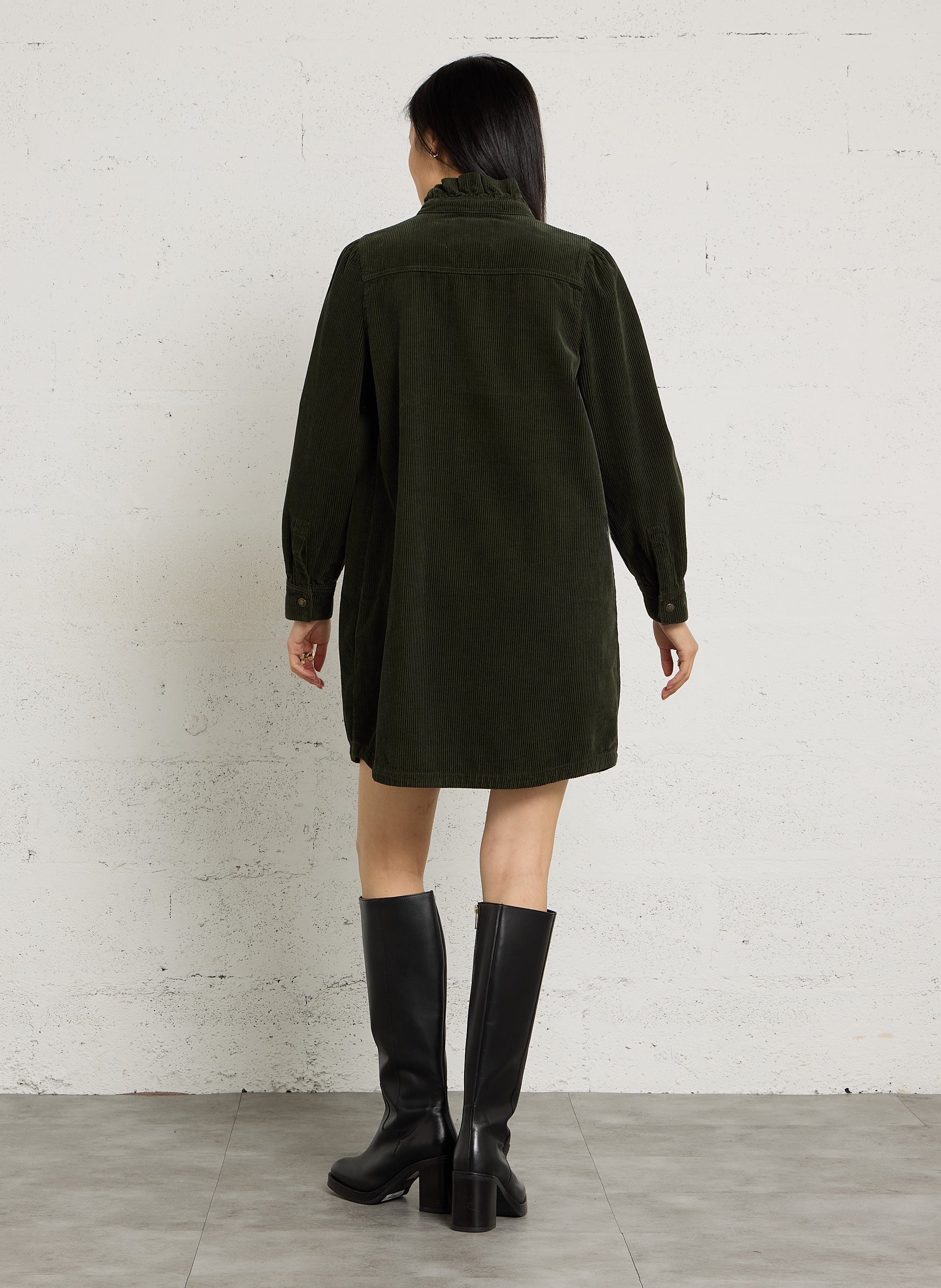 Robe droite côtelée en coton blake MAISON 123 Vert