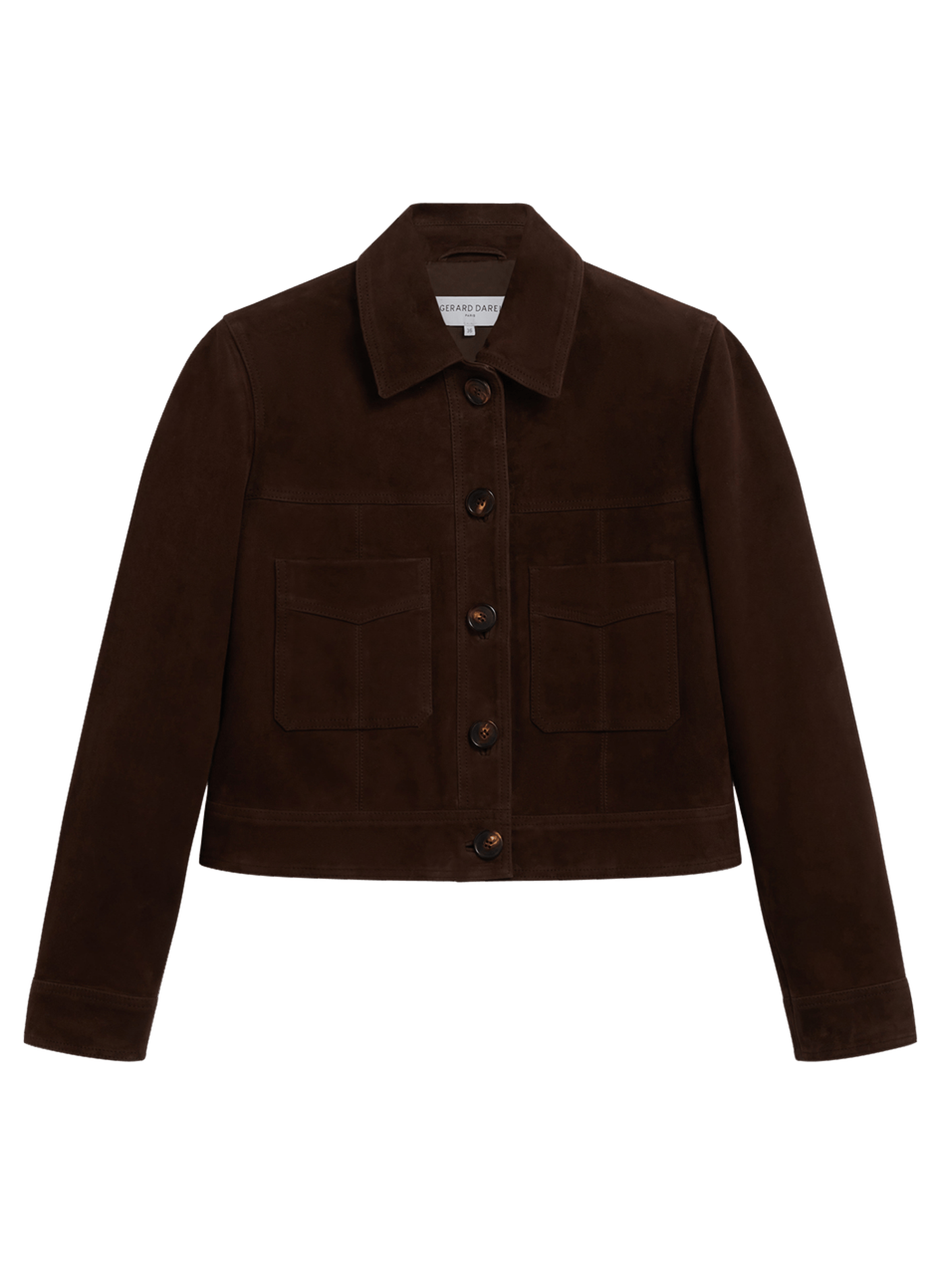 Veste courte en cuir velours - phoebe GERARD DAREL Marron