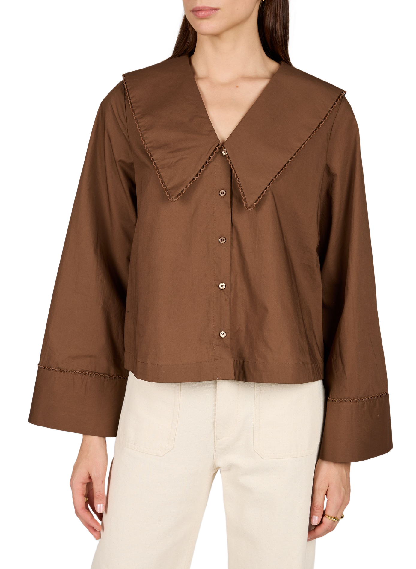 Top Objhope with ample V-neck in cotton OBJECT Brown