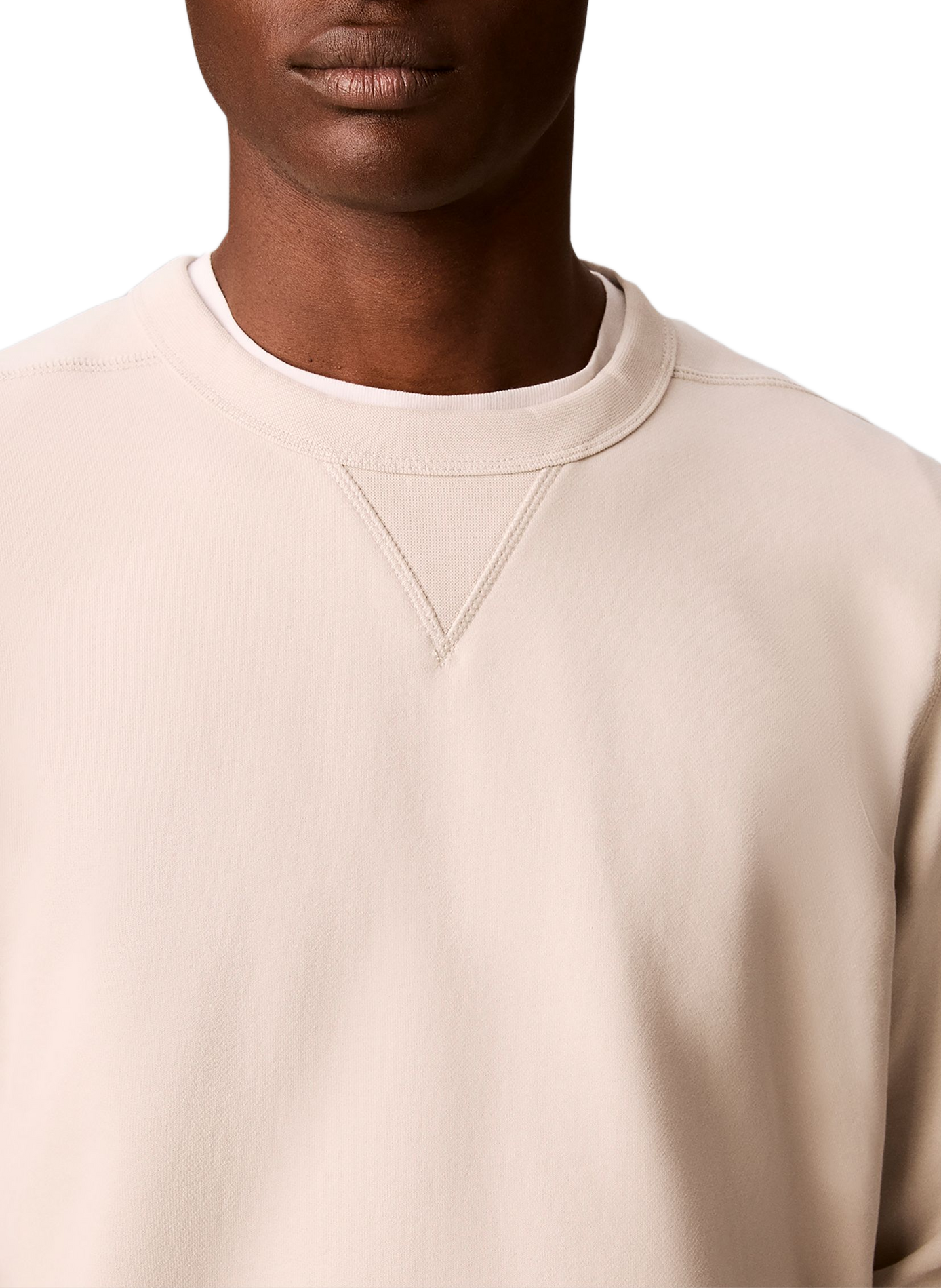 Gerader Sweatshirt mit Logo aus Baumwollmischung CALVIN KLEIN Beige