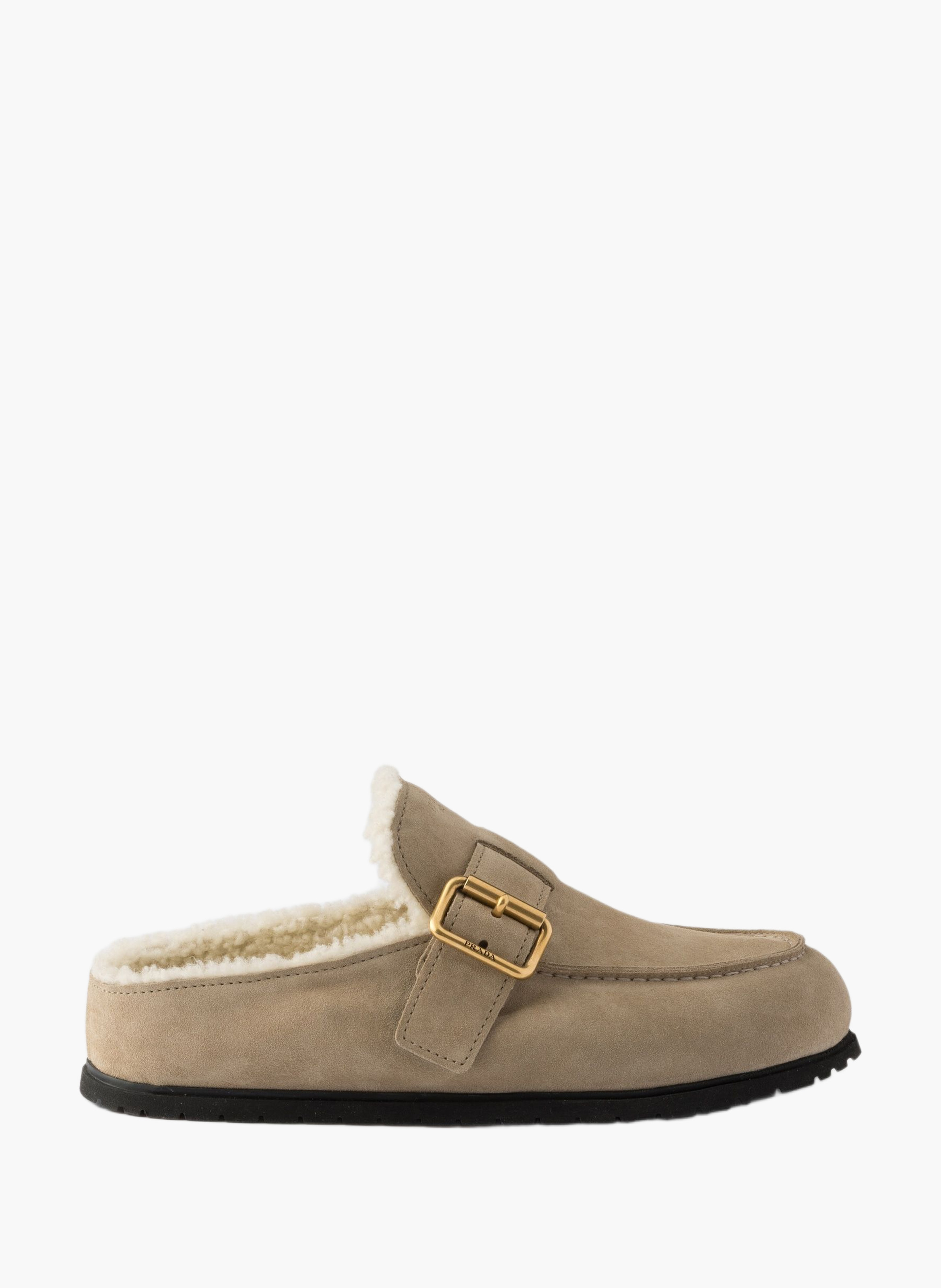 Mules en veau velours PRADA Beige