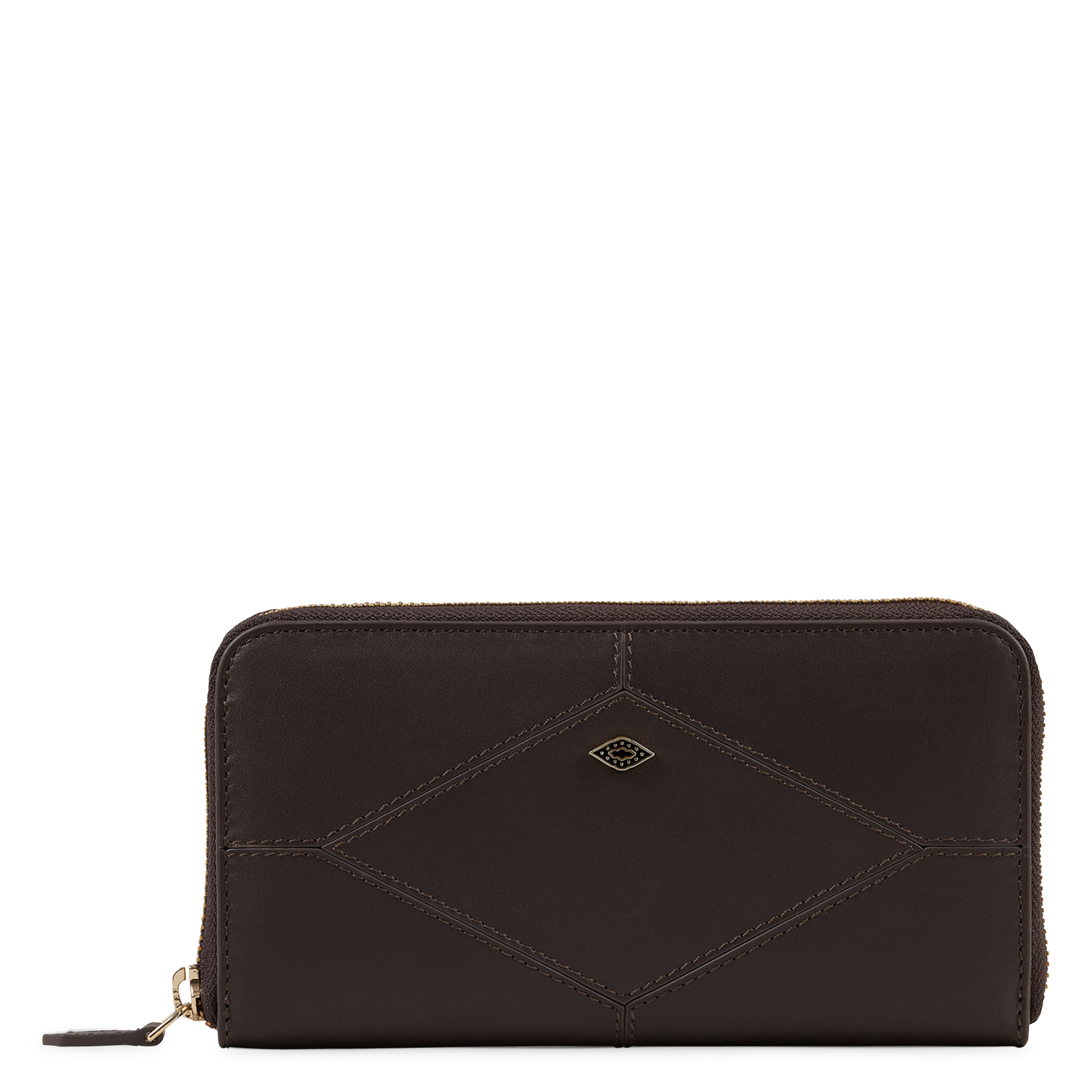 Portefeuille zippé uni en cuir bifold BA&SH Marron