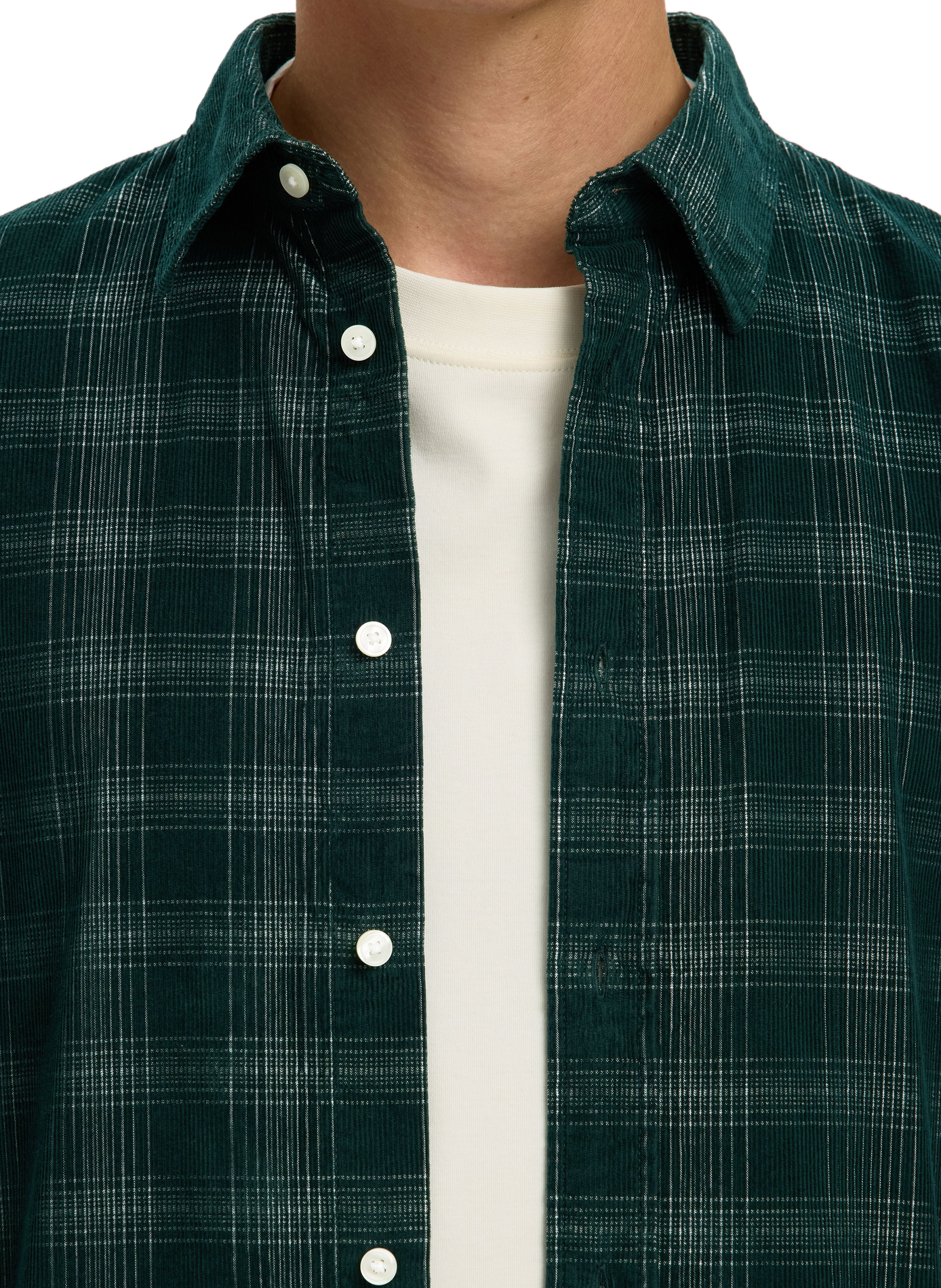 Camicia a quadri con colletto classico in cotone SELECTED Verde