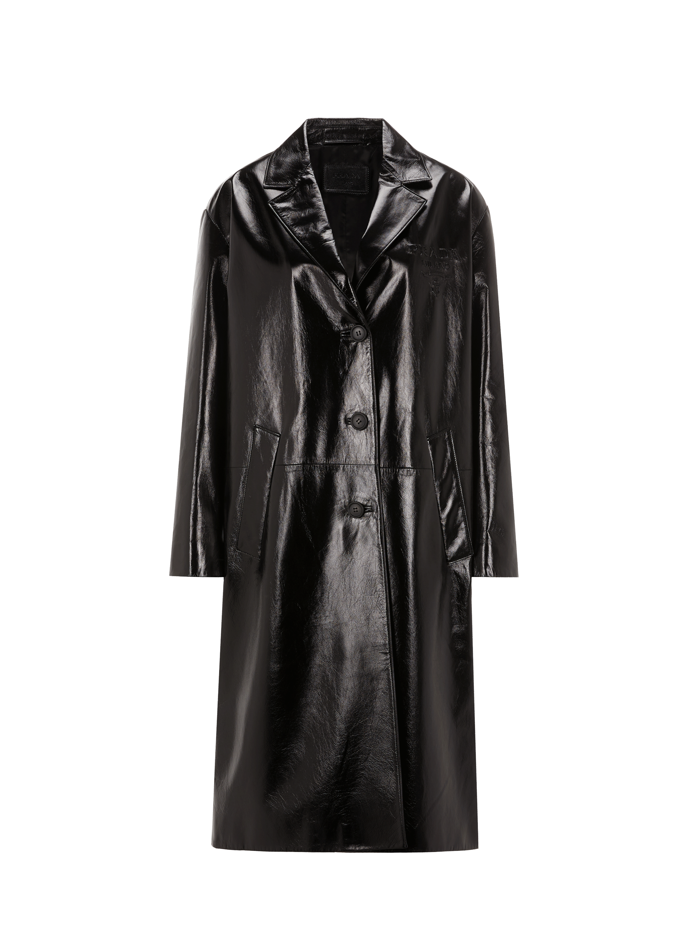 PRADA Manteau en cuir d'agneau Noir