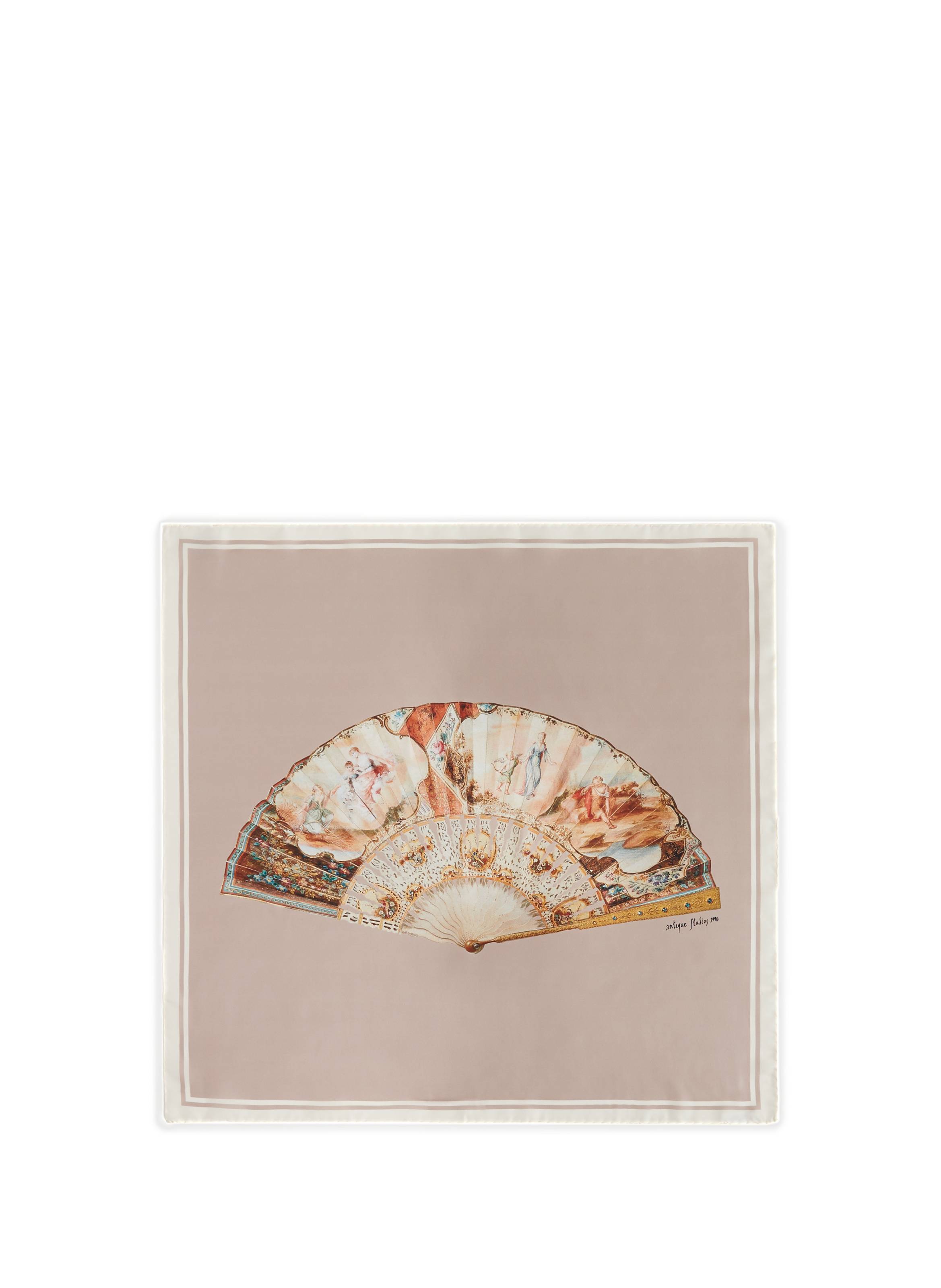 ACNE STUDIOS Silk scarf with fan print Brown