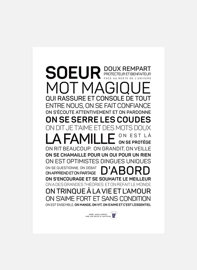Poster Soeur the words on display