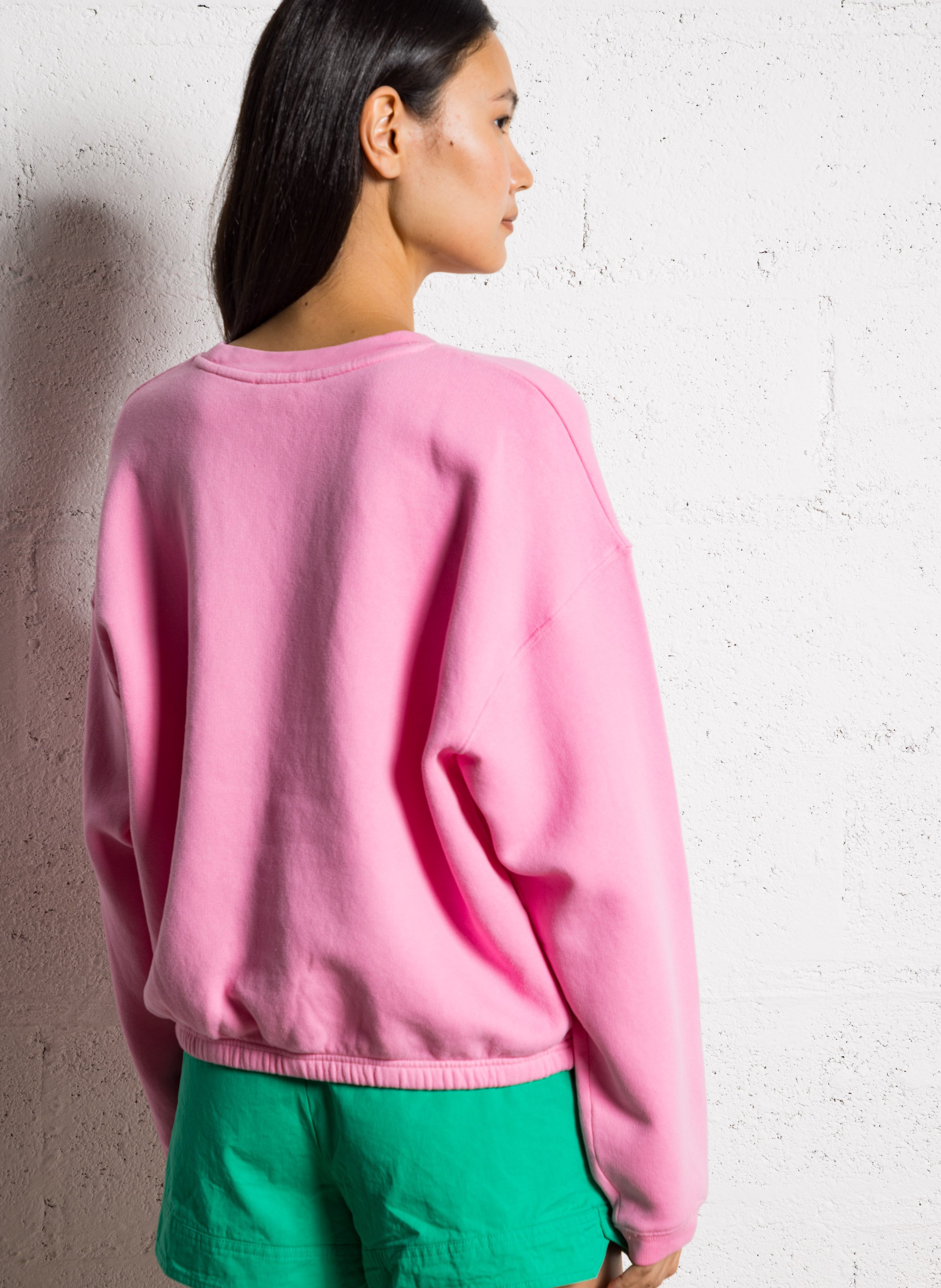 Sweat court col rond en coton mélangé izubird AMERICAN VINTAGE Rose