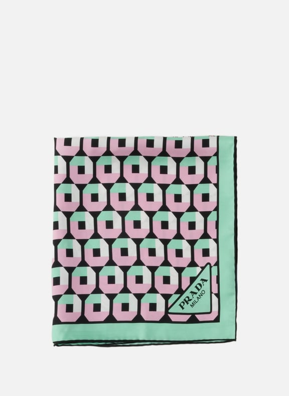 Foulard en sergé de soie imprimé 55x55 Vert by PRADA PRADA Foulard en sergé de soie imprimé 55x55 Vert