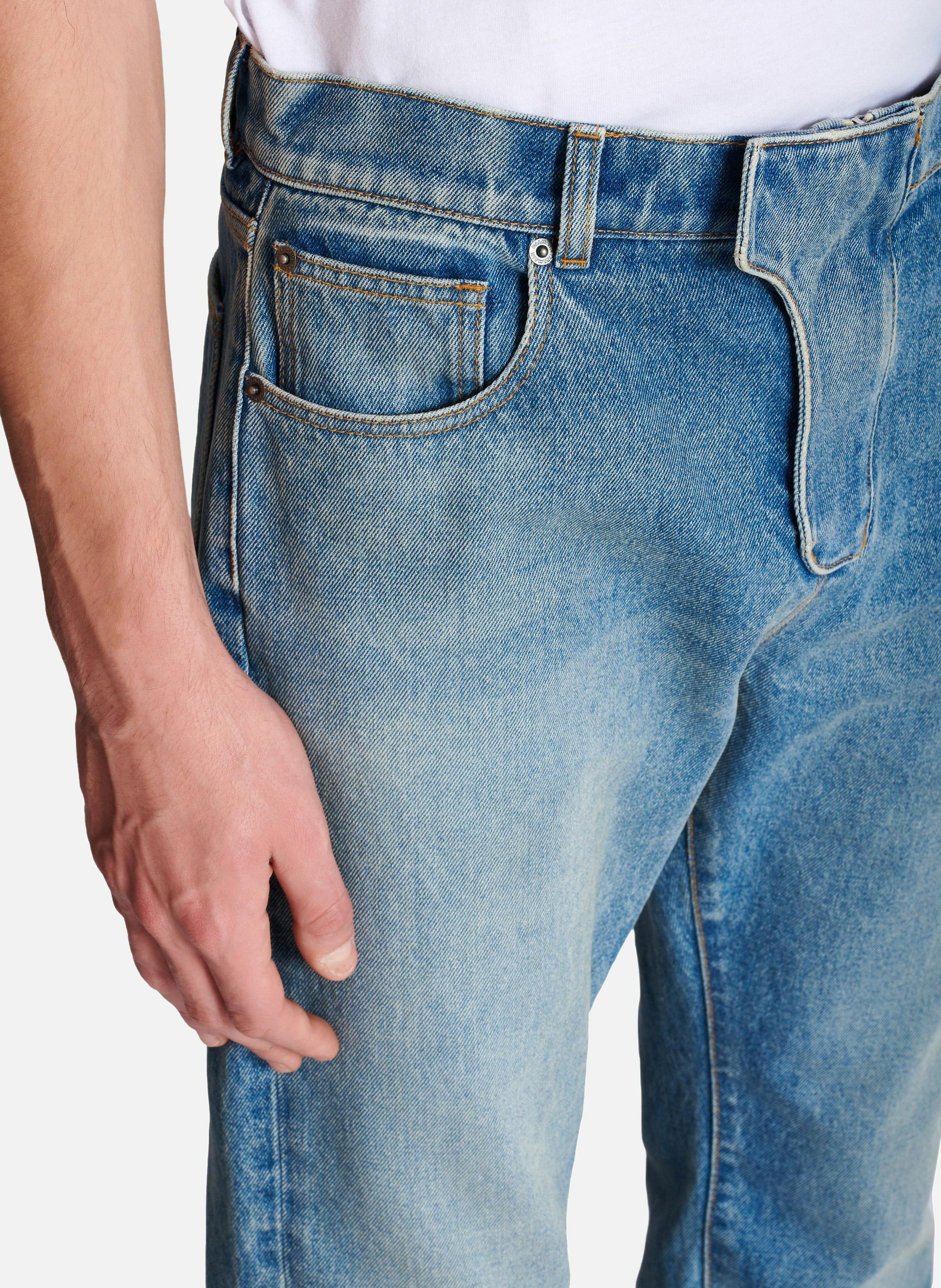 Jean regular en denim BALMAIN Bleu