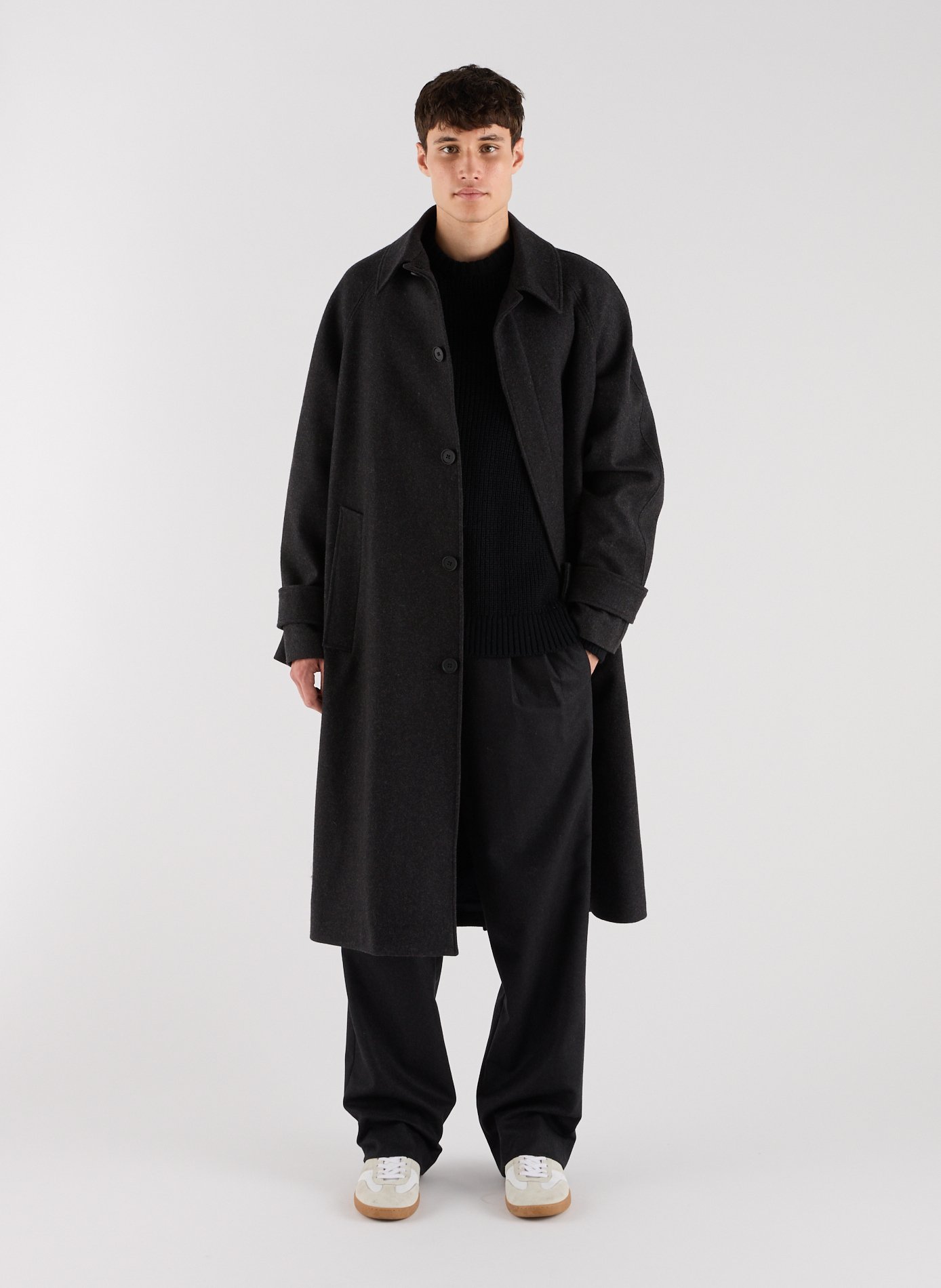 Long classic collar wool coat SAISON 1865 Grey