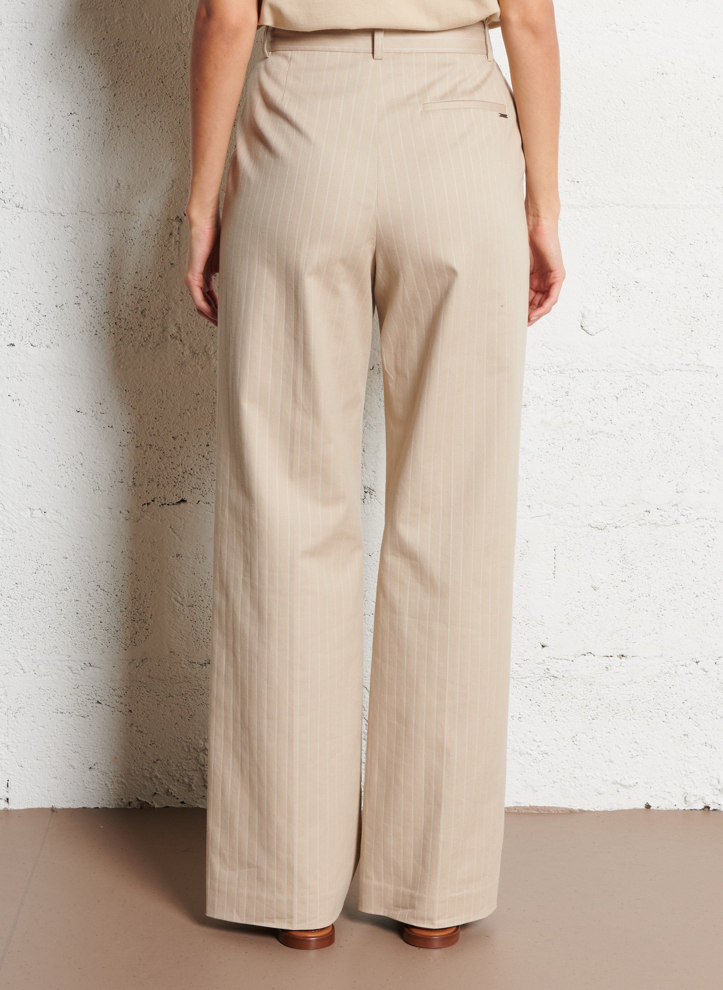 Pantalon droit en coton mélangé IKKS Beige
