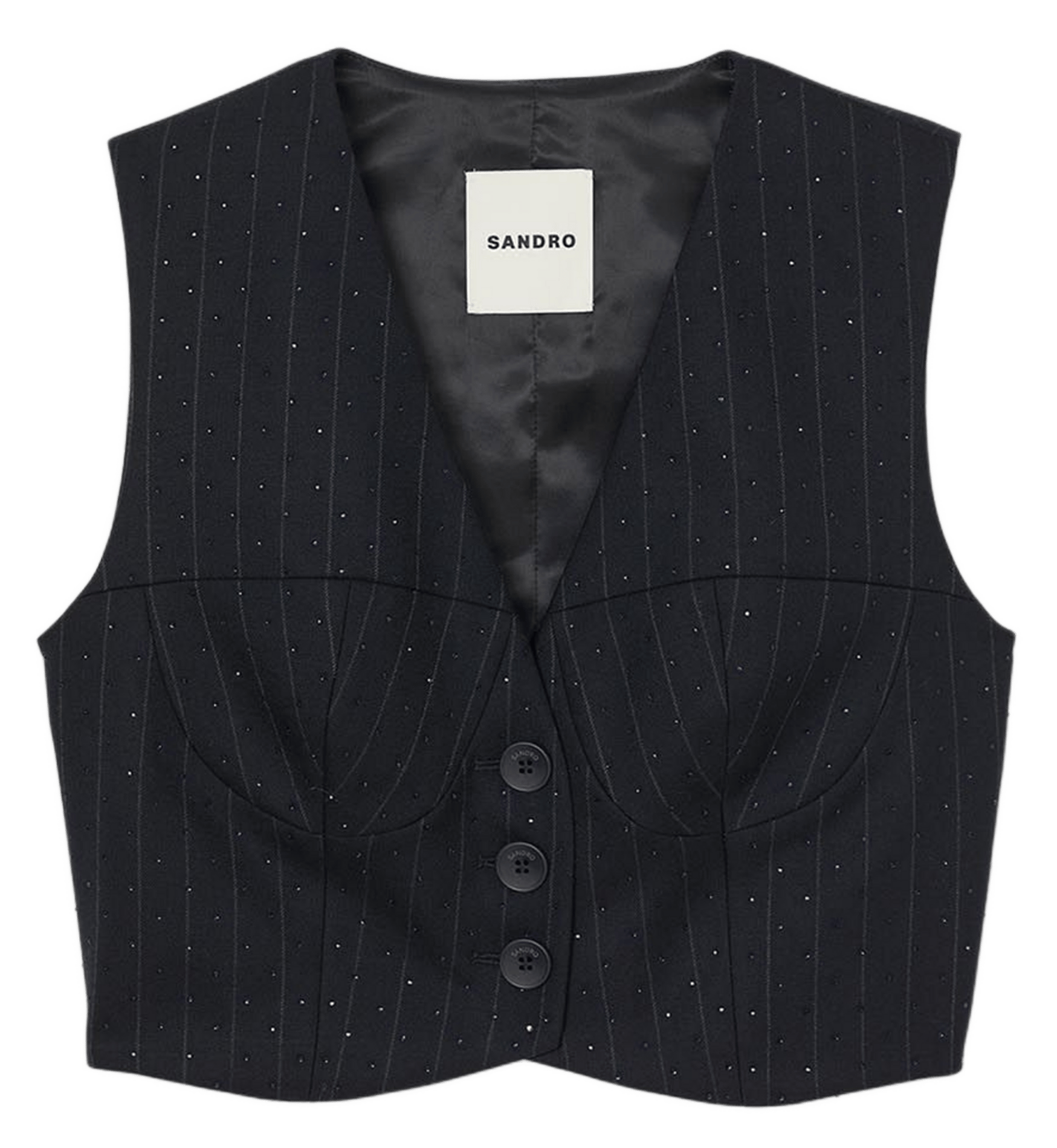 Top col v rayé en laine mélangé SANDRO Bleu