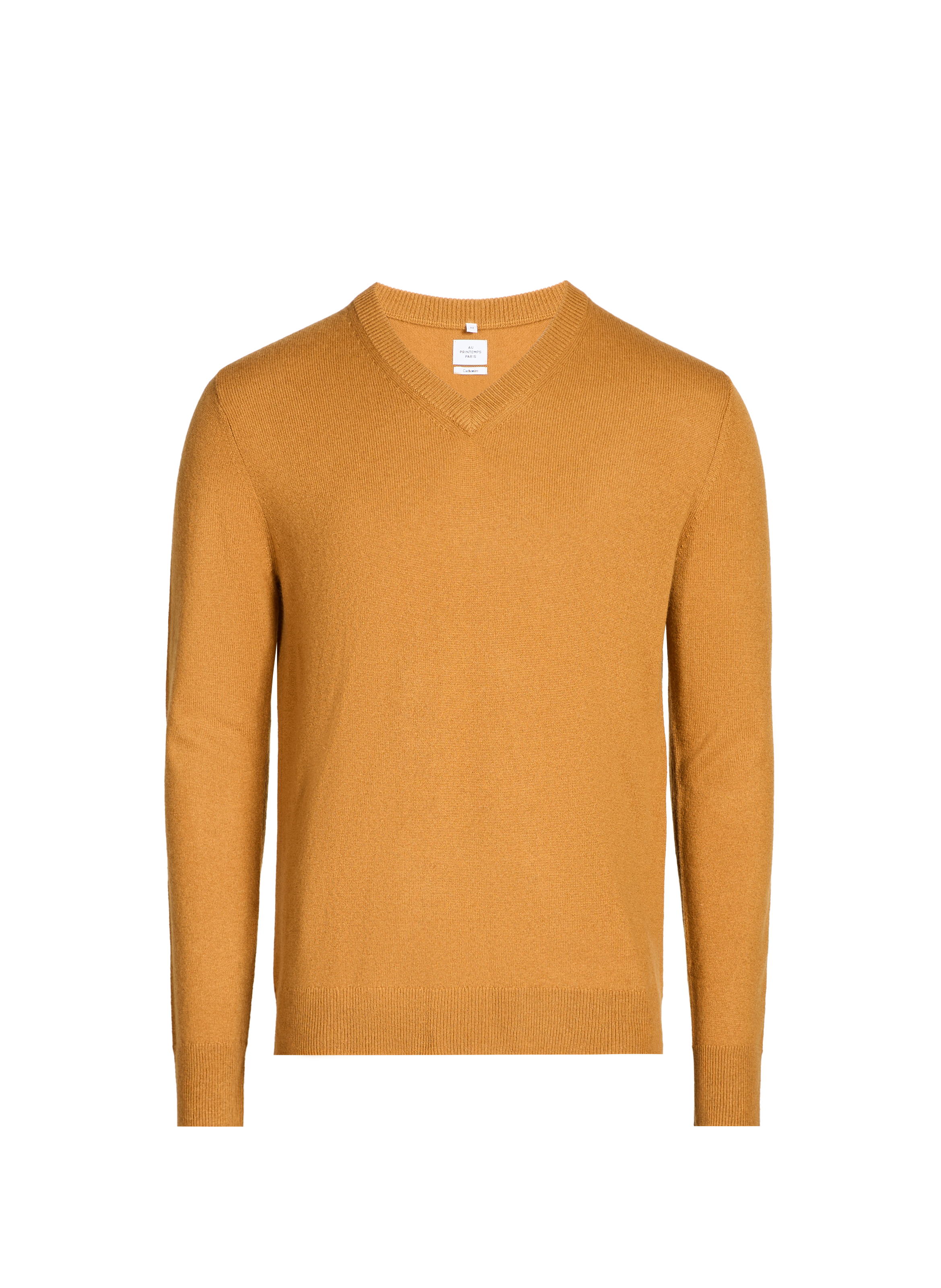 Pull col V en cachemire  Ocre