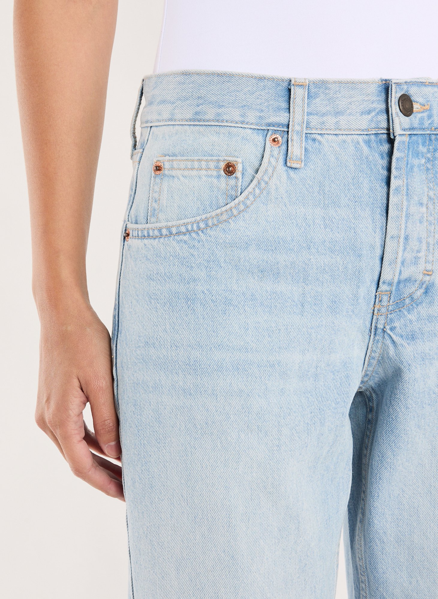 Jean droit en coton TOPSHOP Bleu
