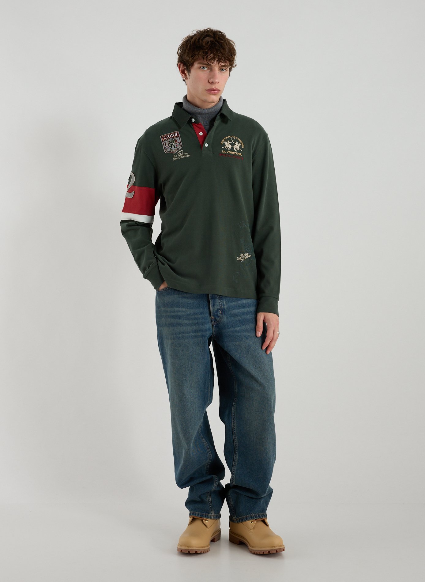 Polo à manches longues en coton LA MARTINA Vert