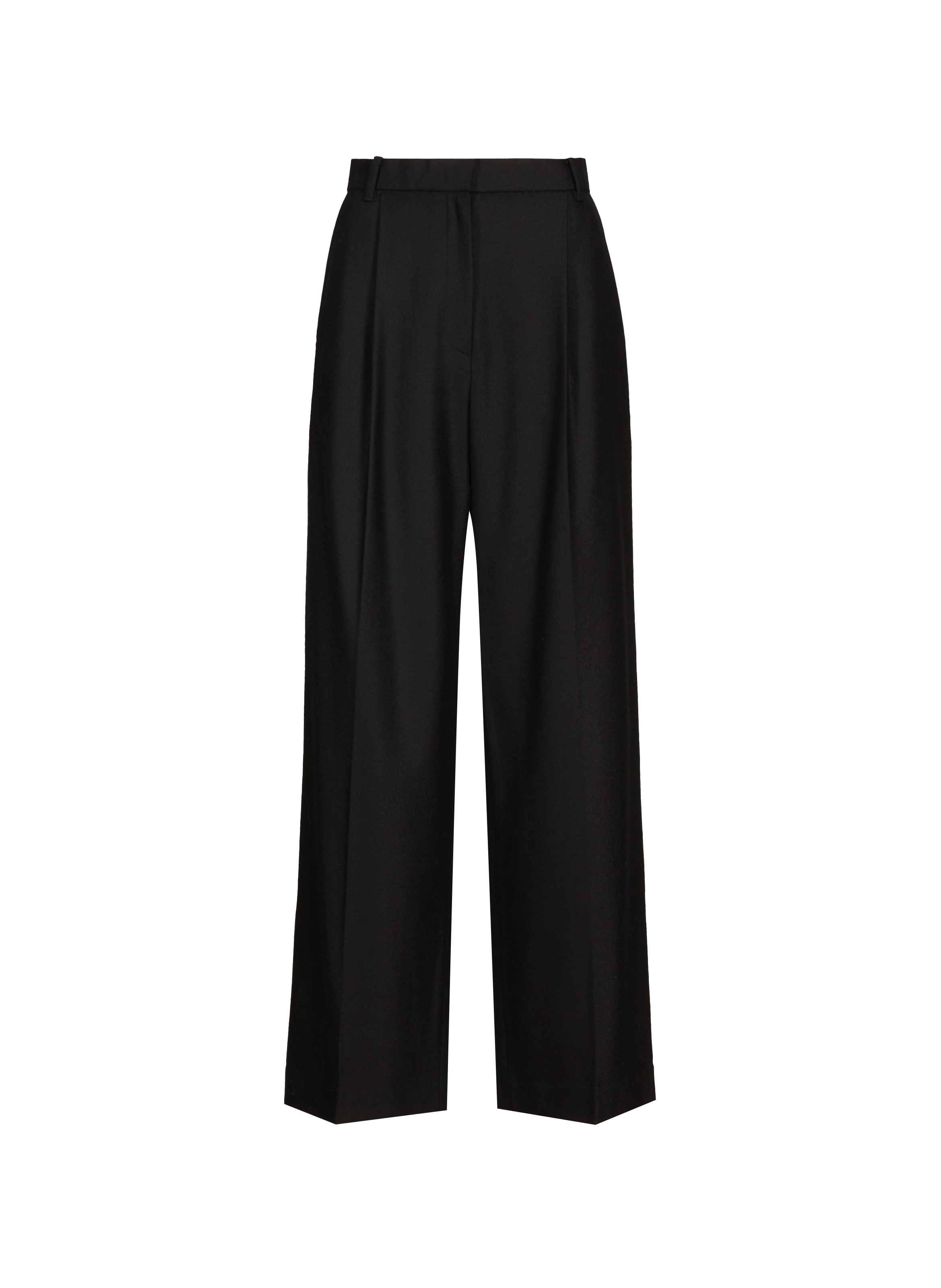 EENK Pantalon droit à plis en laine  Black