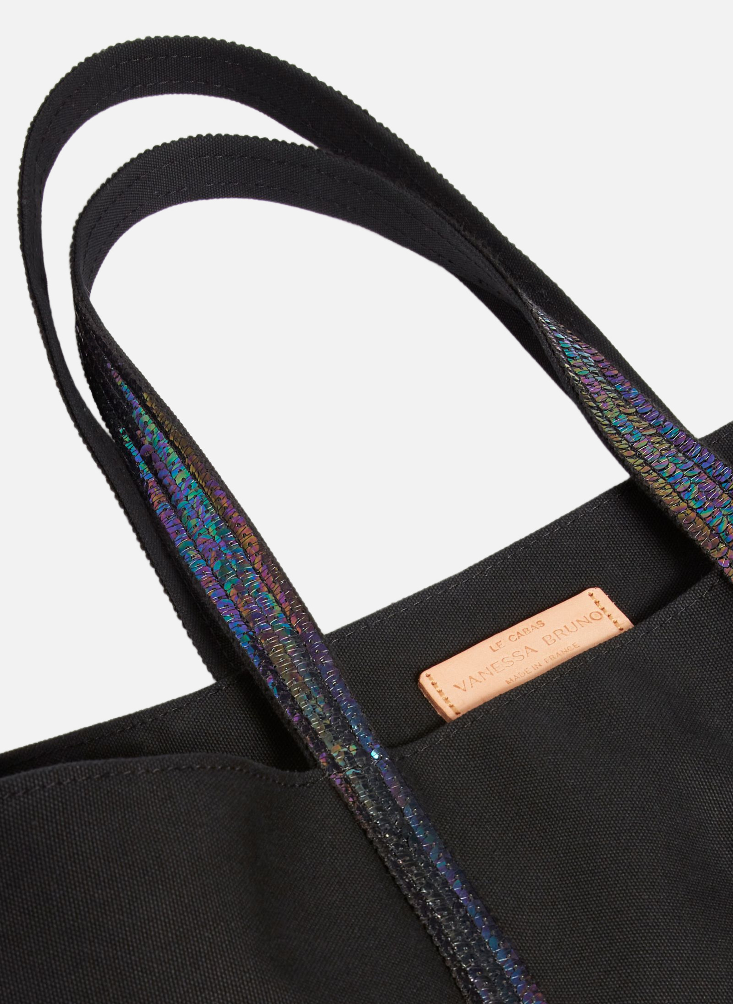 Cabas s zippé en toile Noir