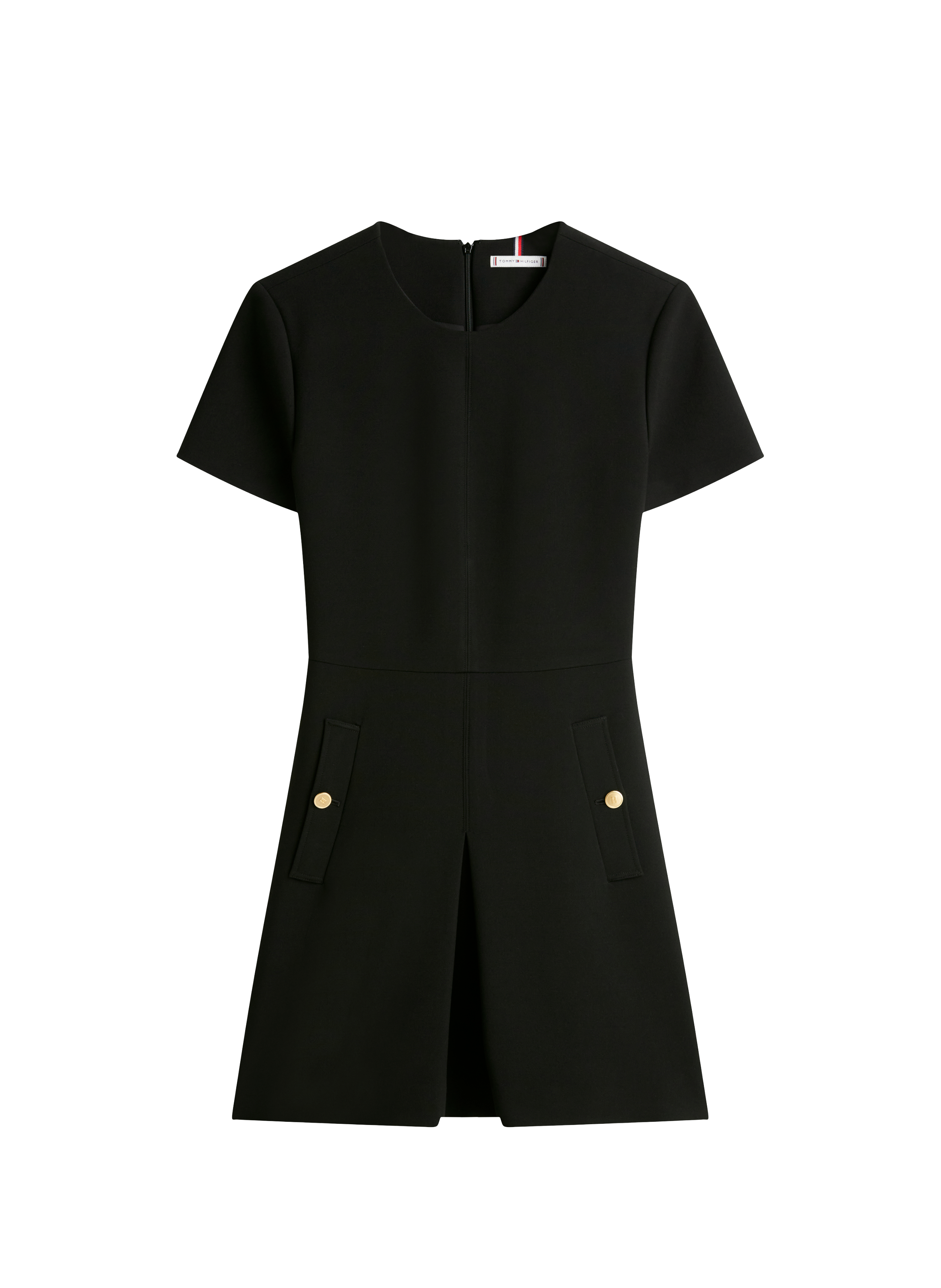 Robe courte plissée à manches courtes TOMMY HILFIGER Noir
