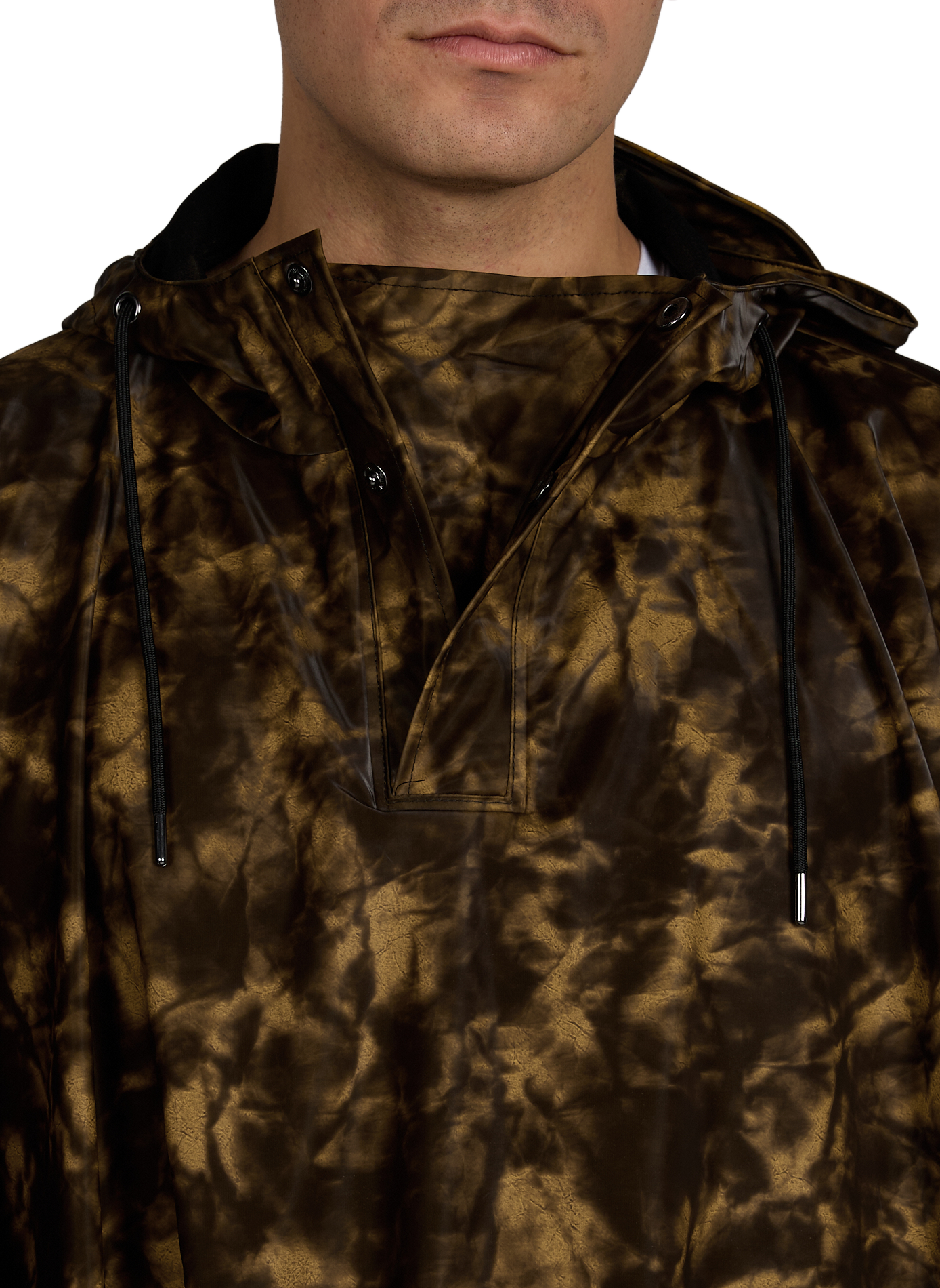 Printed hooded cape W3 RAINS Brown