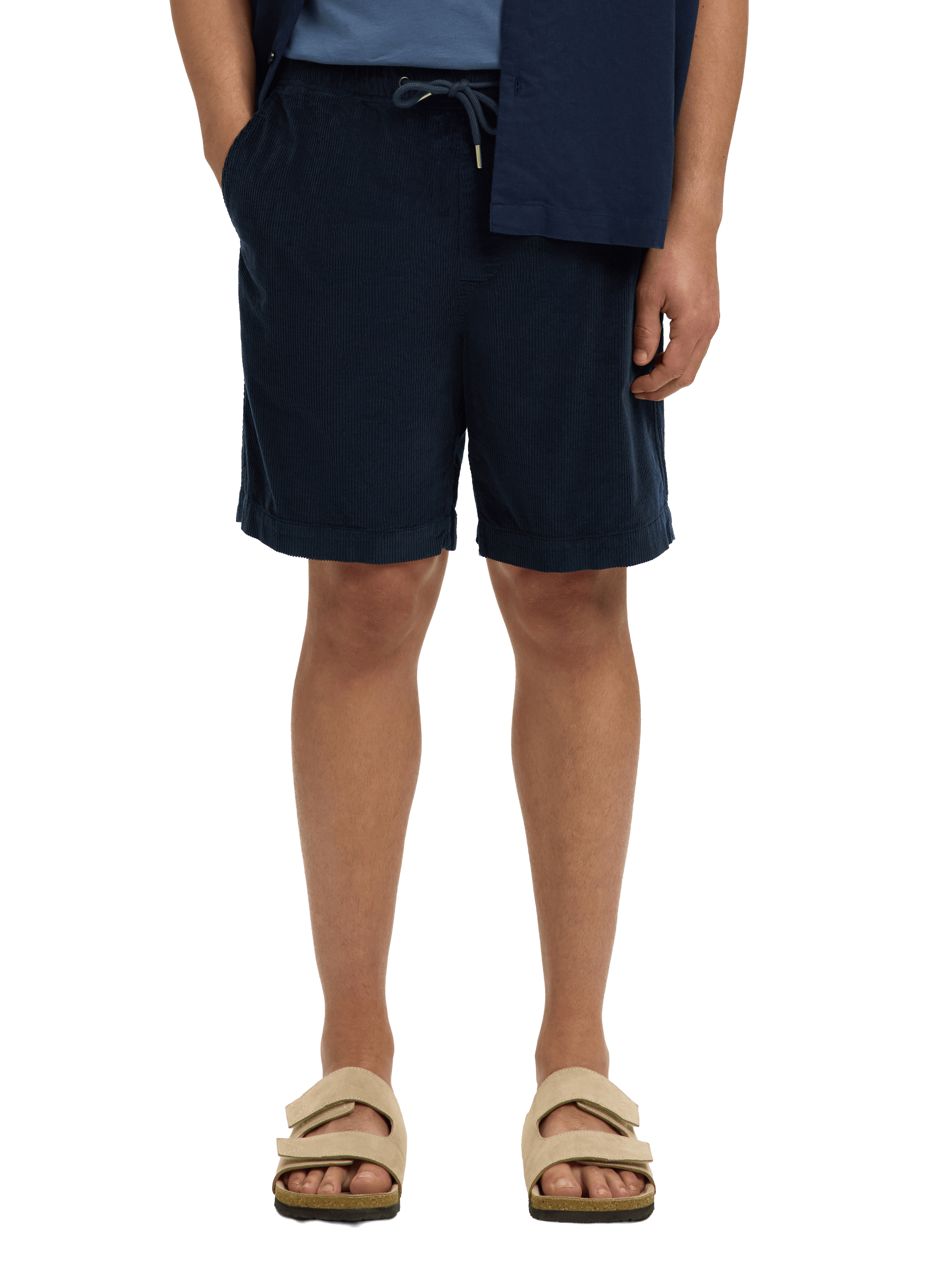 Short droit en coton mélangé SELECTED Bleu