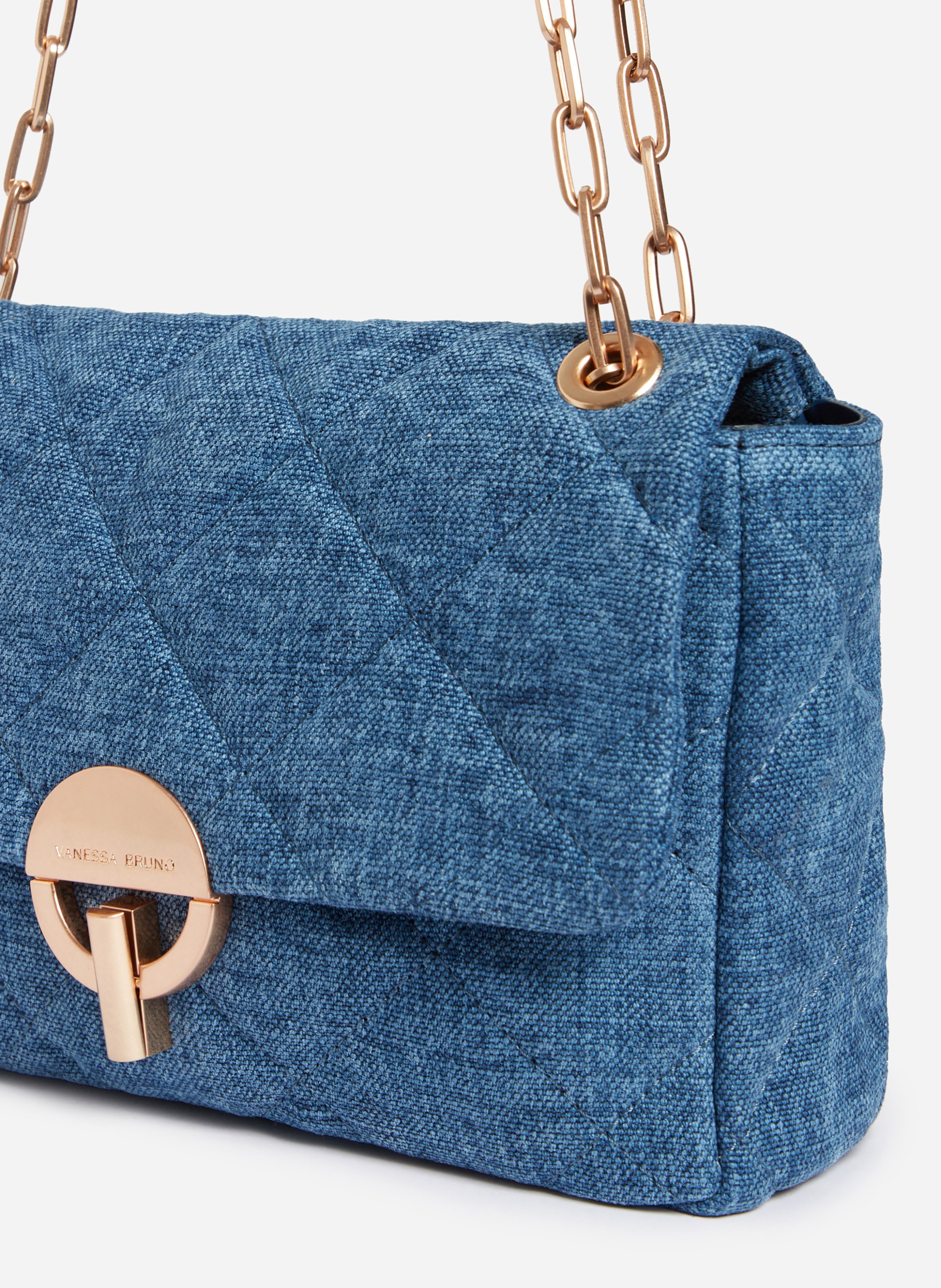 Grand sac moon en lin VANESSA BRUNO Bleu