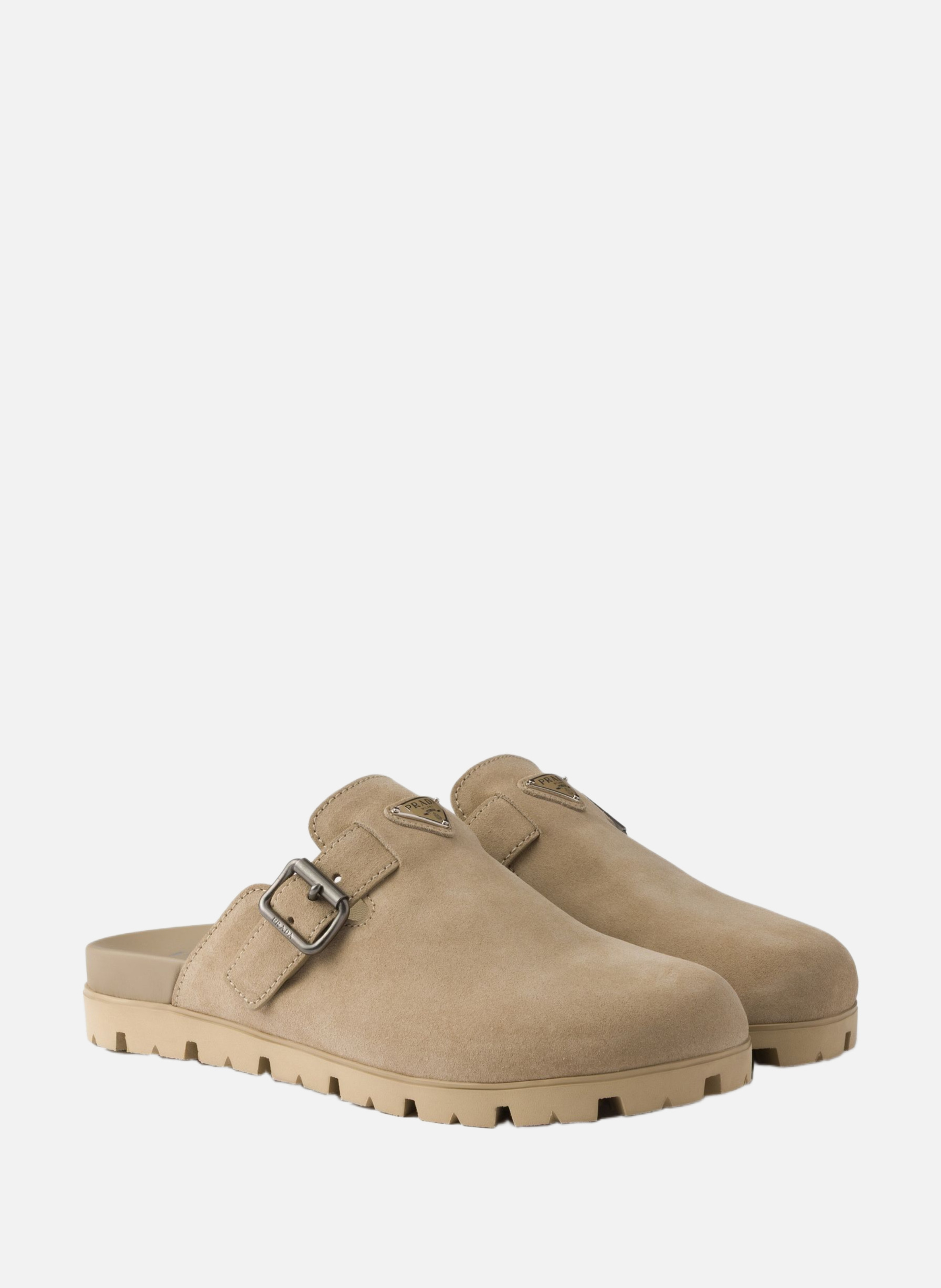 Mules en veau velours PRADA Beige