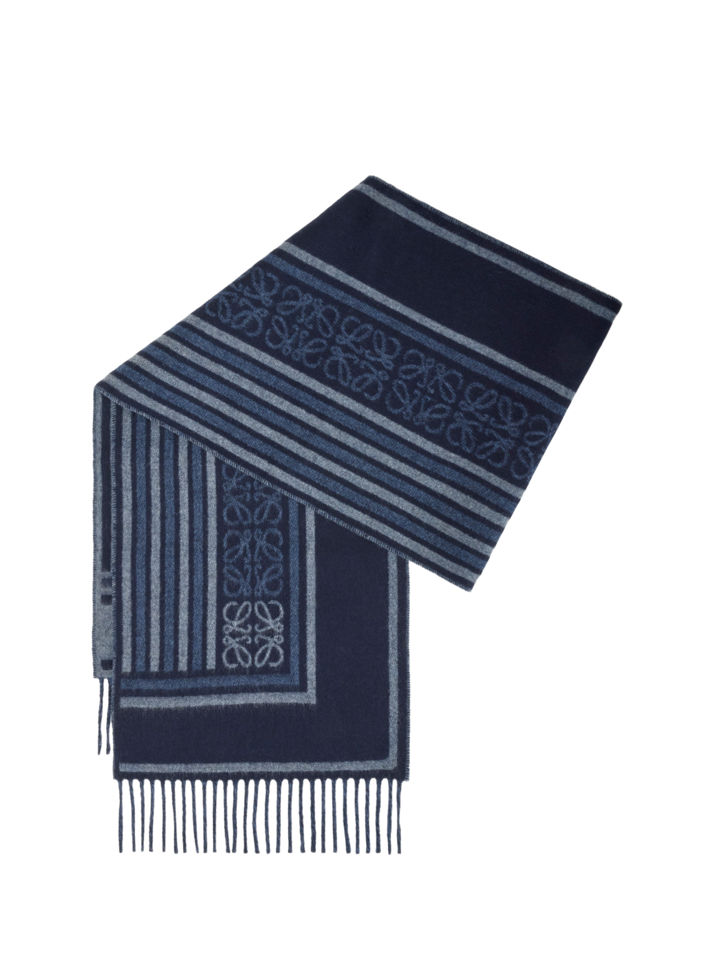 Echarpe imprimée en laine et cachemire LOEWE Bleu