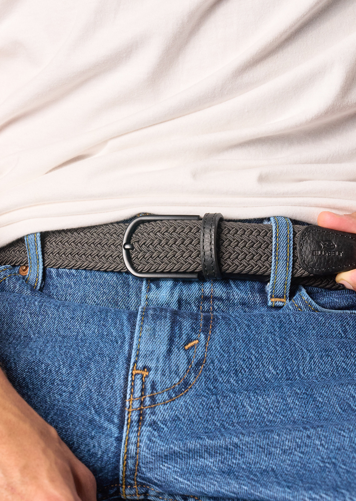 Ceinture tressée élastique unie BILLYBELT Gris