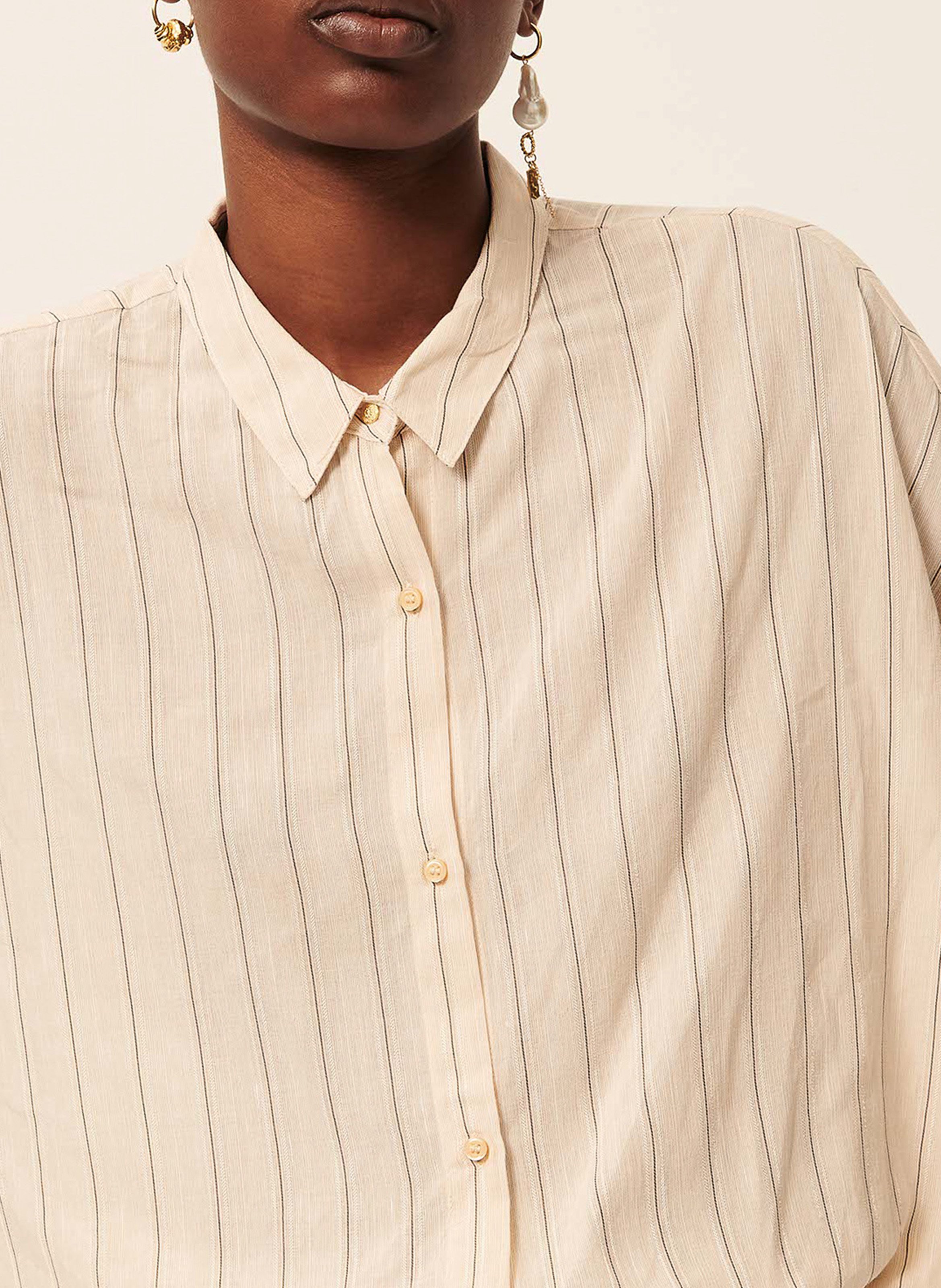 Chemise ample col classique botan SESSUN Beige