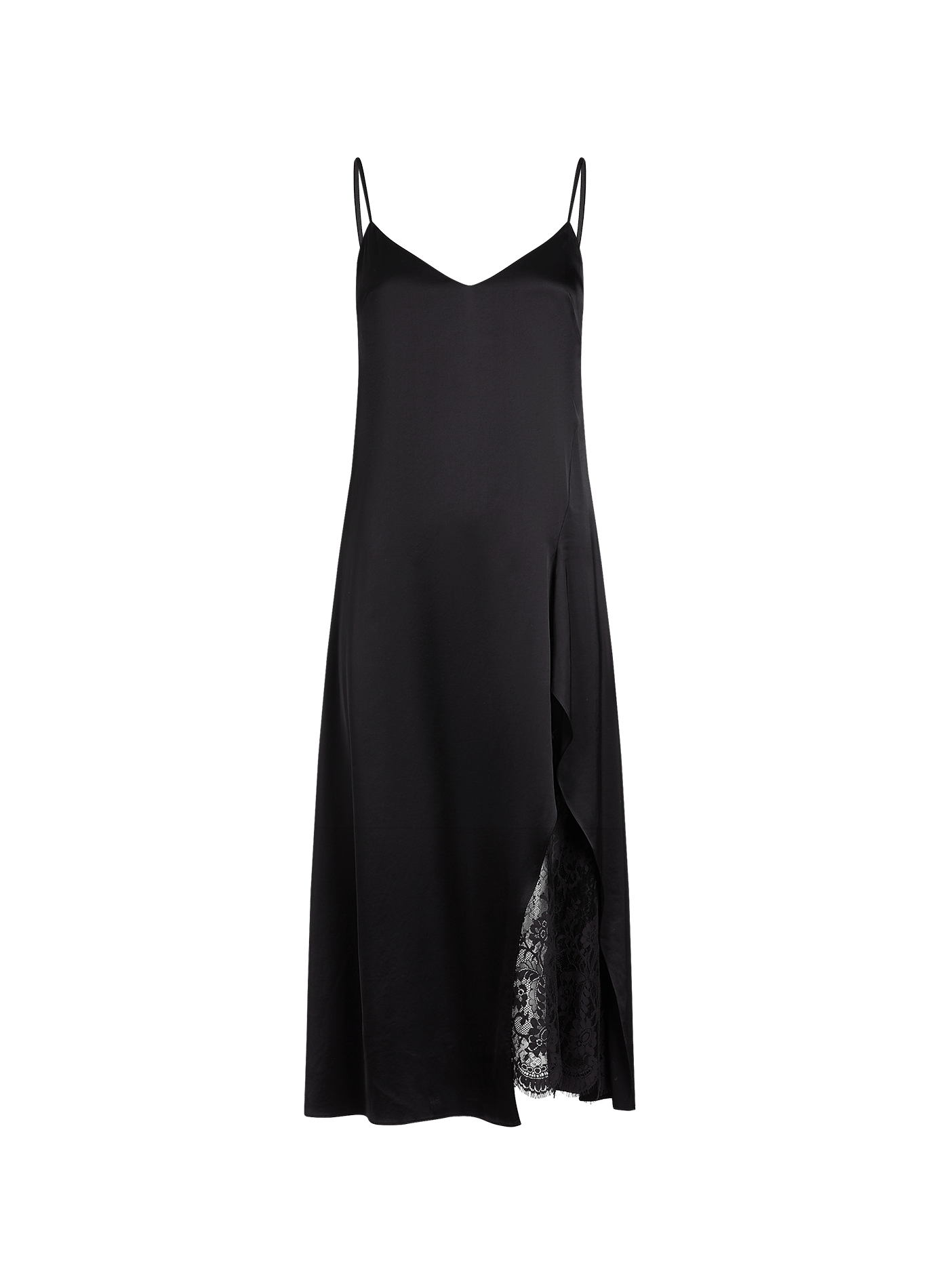 Robe nuisette satinée en coton mélangé Docketta Vis Soft Satin Black