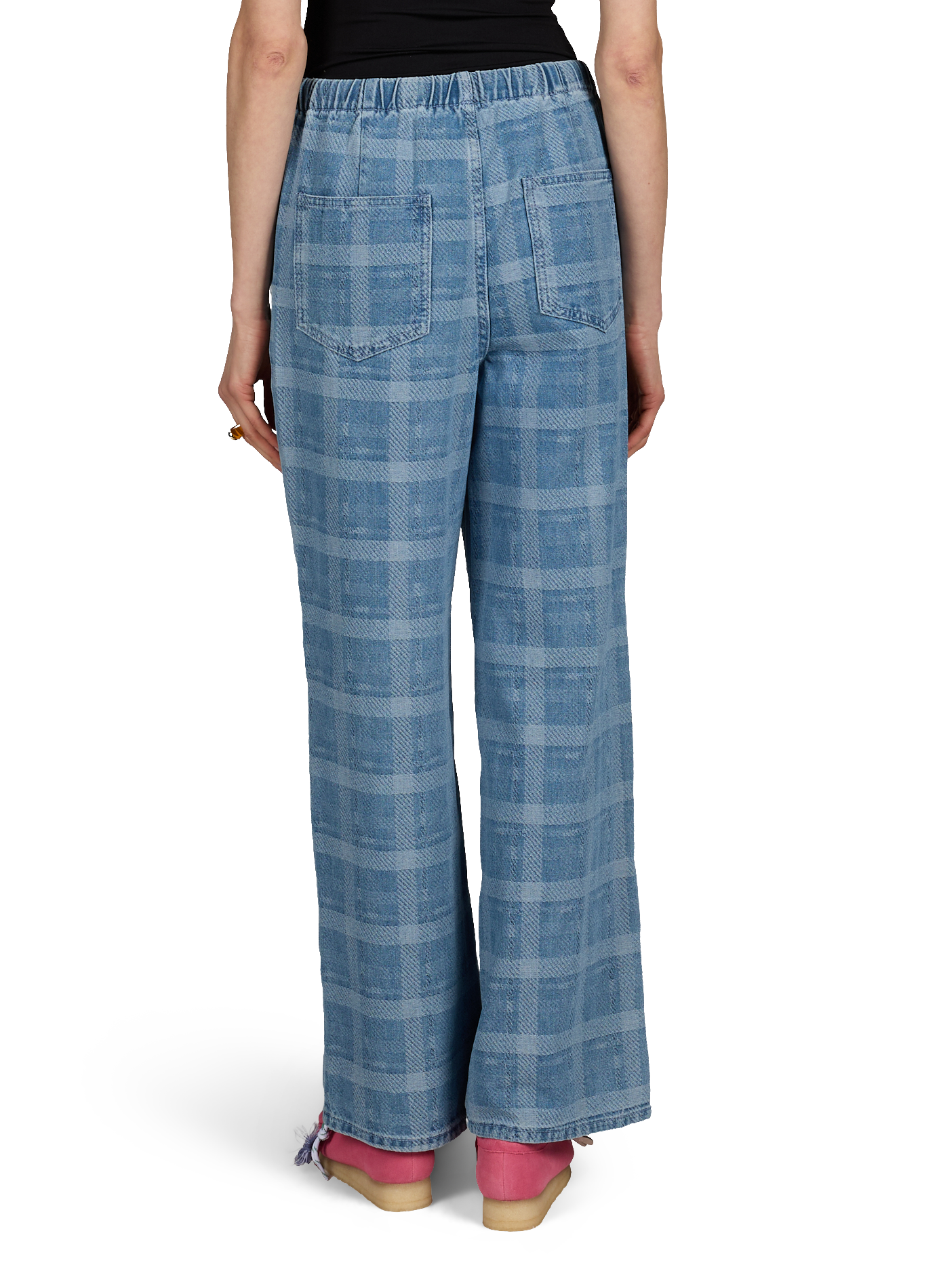 Jean ample à carreaux en coton mélangé OBJECT Bleu