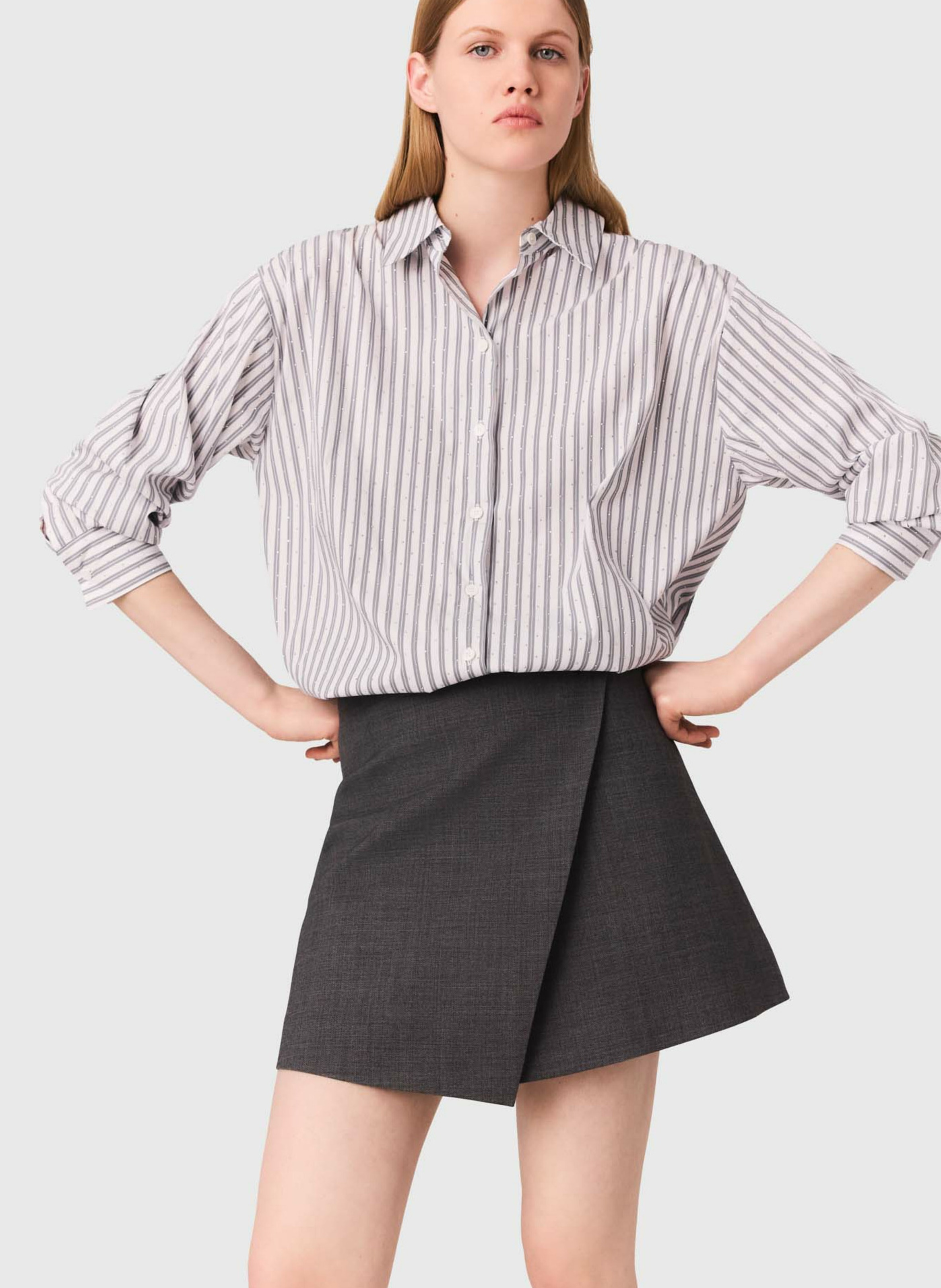 Robe courte col classique en coton mélangé MAJE Beige