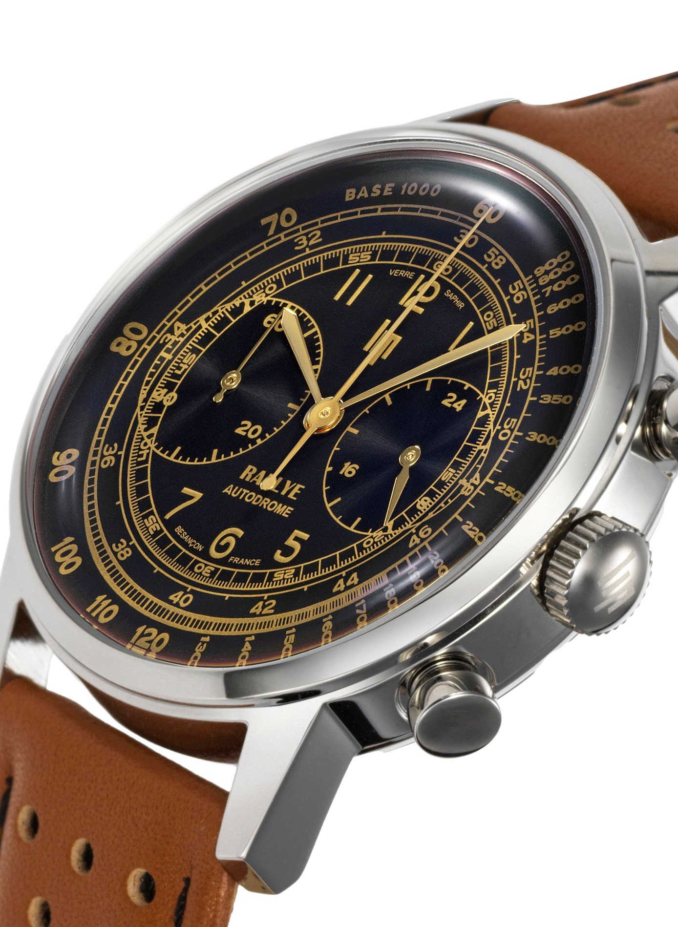 Montre quartz Rallye Méca chronographe en cuir LIP Noir