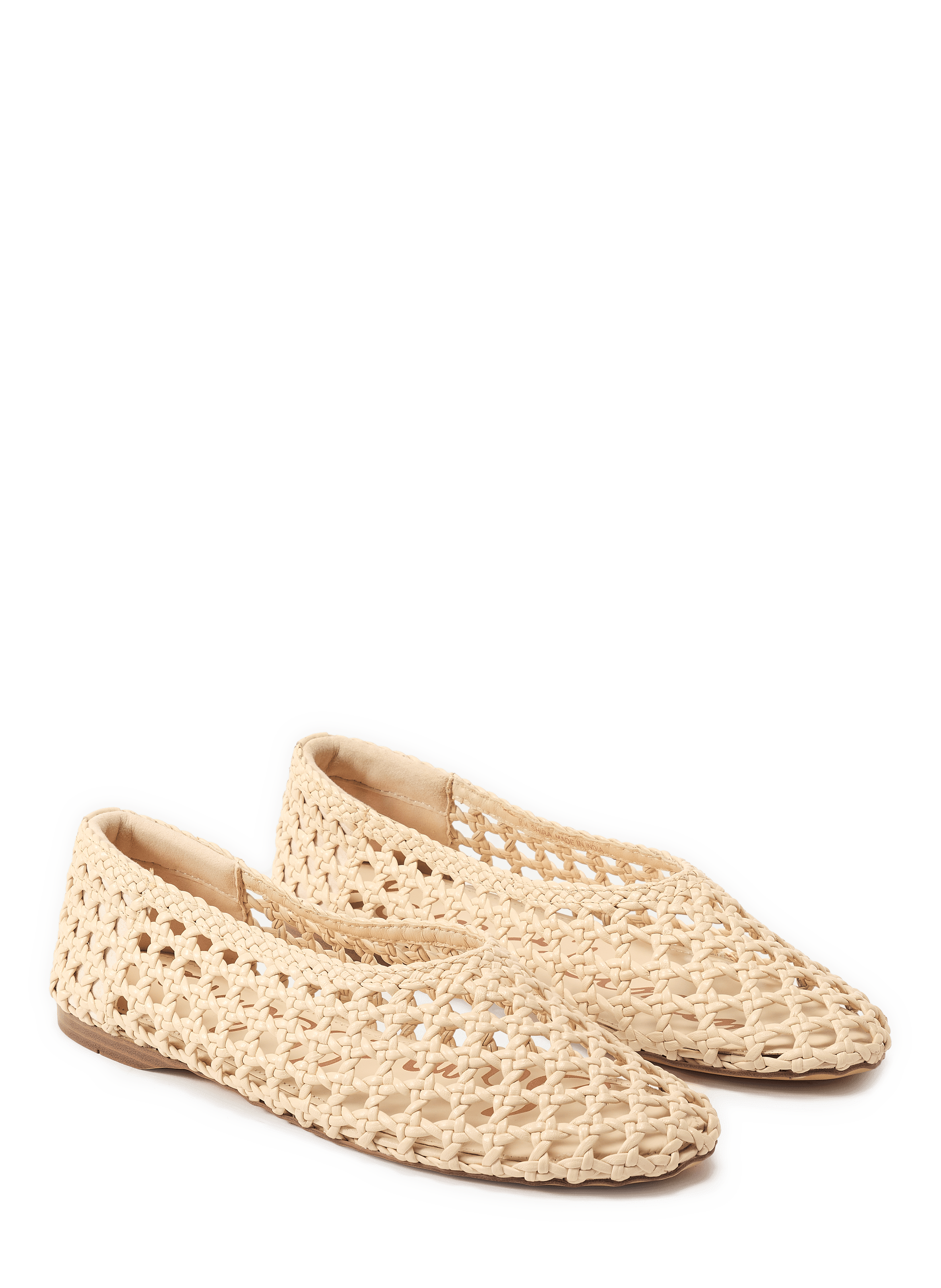 Braided and perforated leather Shira ballerina flats SAM EDELMAN Beige