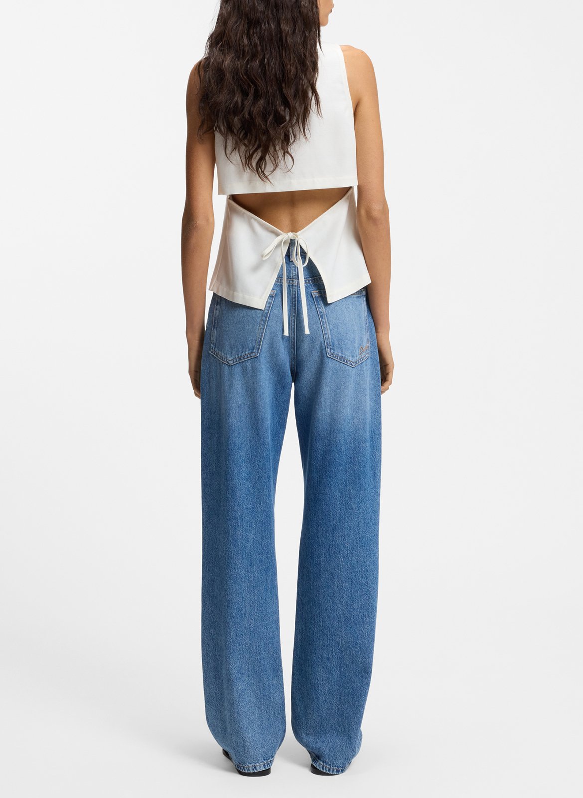 Veste col v BOSS Beige