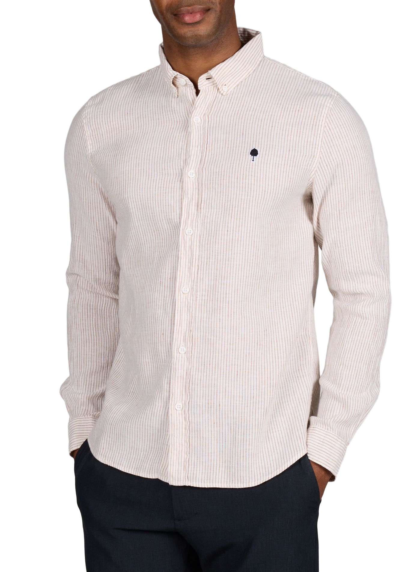 Striped Ivoy shirt in a blend of cotton and linen FAGUO Beige